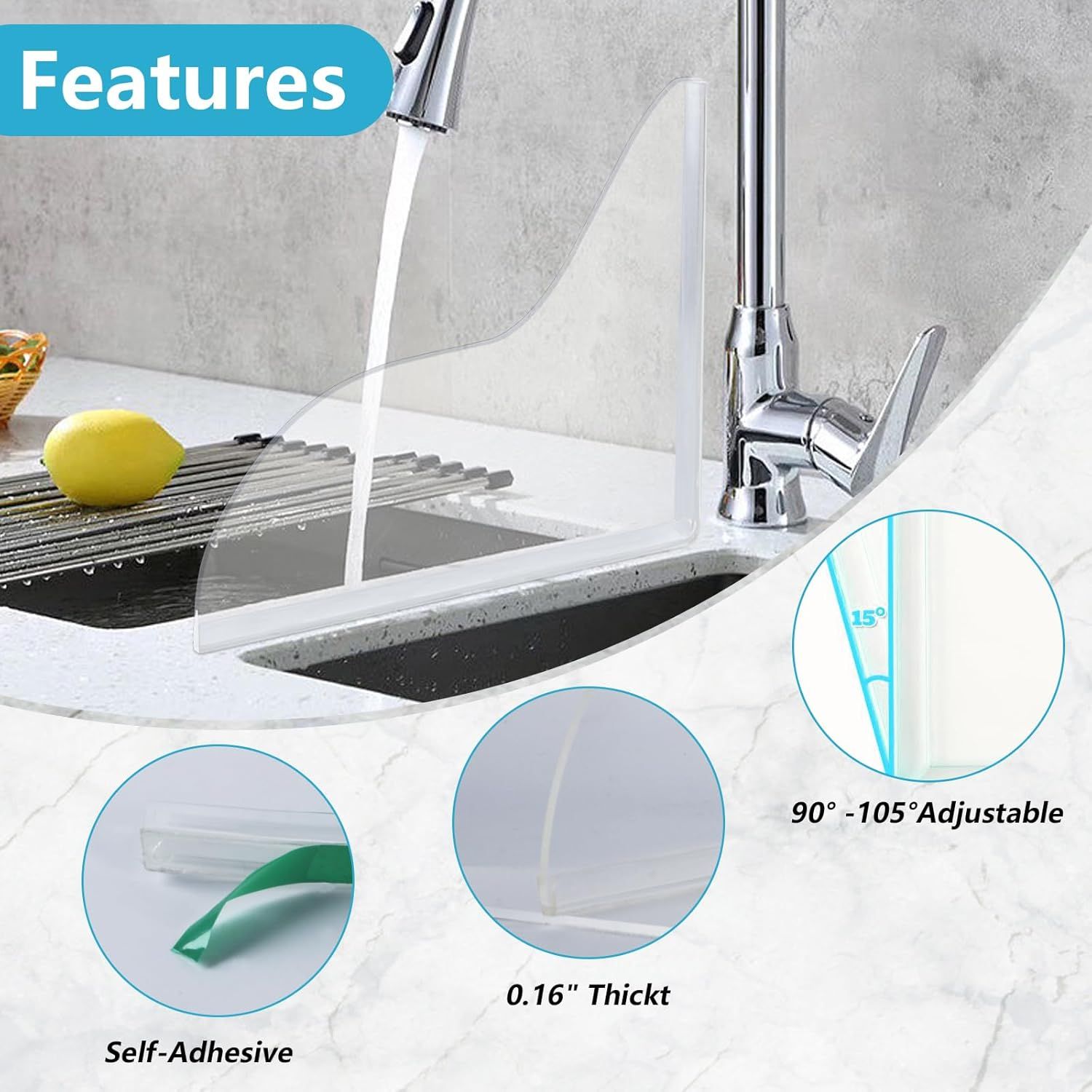 Bathroom Shower Splash Guard or Tub, 2 Pcs Bathtub Water Guards, Shower Water Guard or Bathtub Splash Guard Removable, Bathtub Water Splash Guards Corner Guards to Keep Water in Shower Bath - Image 4
