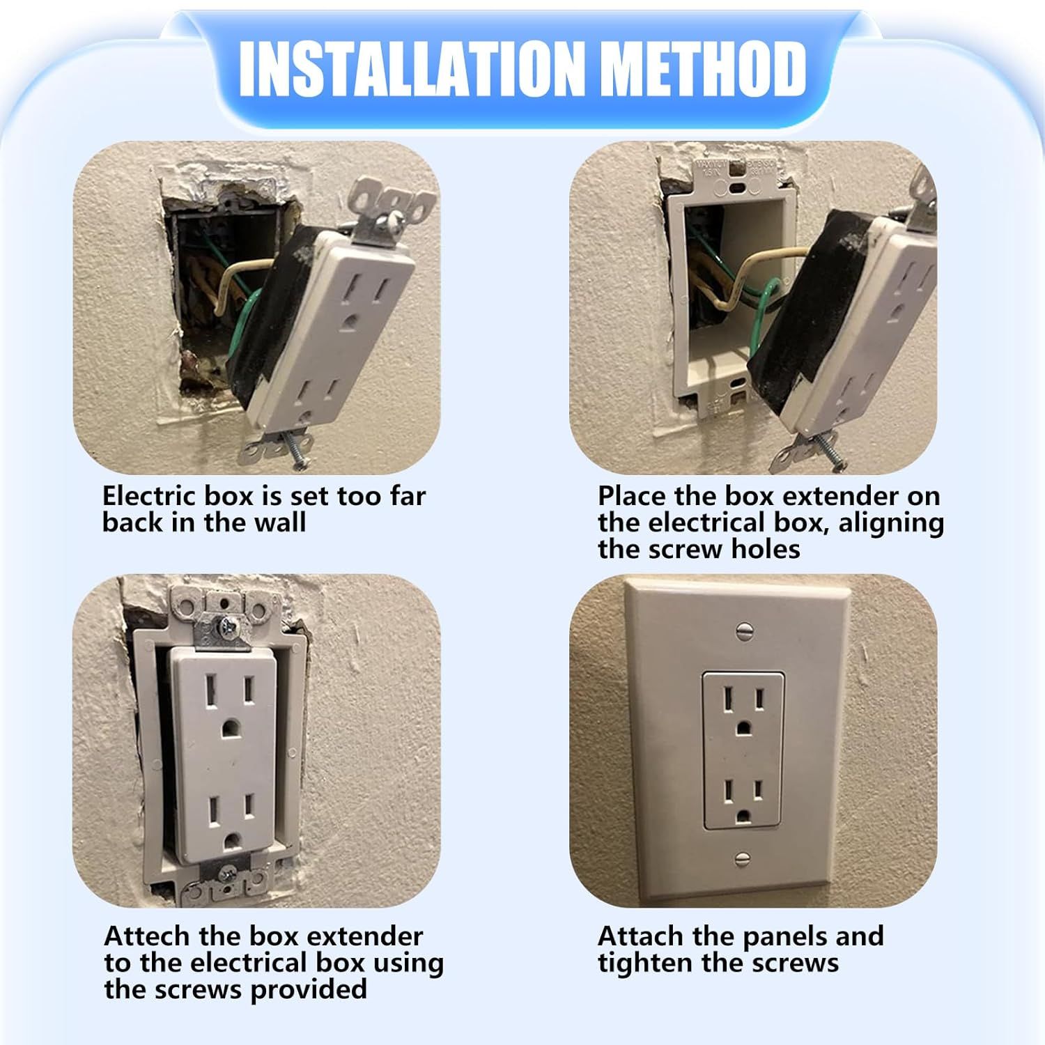 6 Pcs BE1-2 Electrical Outlet Box Extenders, Electrical Box Extender, 1 Gang Power Outlet Box Extender, Electric Box Extenders or Outlets, Single Gang Electric Outlet Box Extension with 12 Screws - Image 3