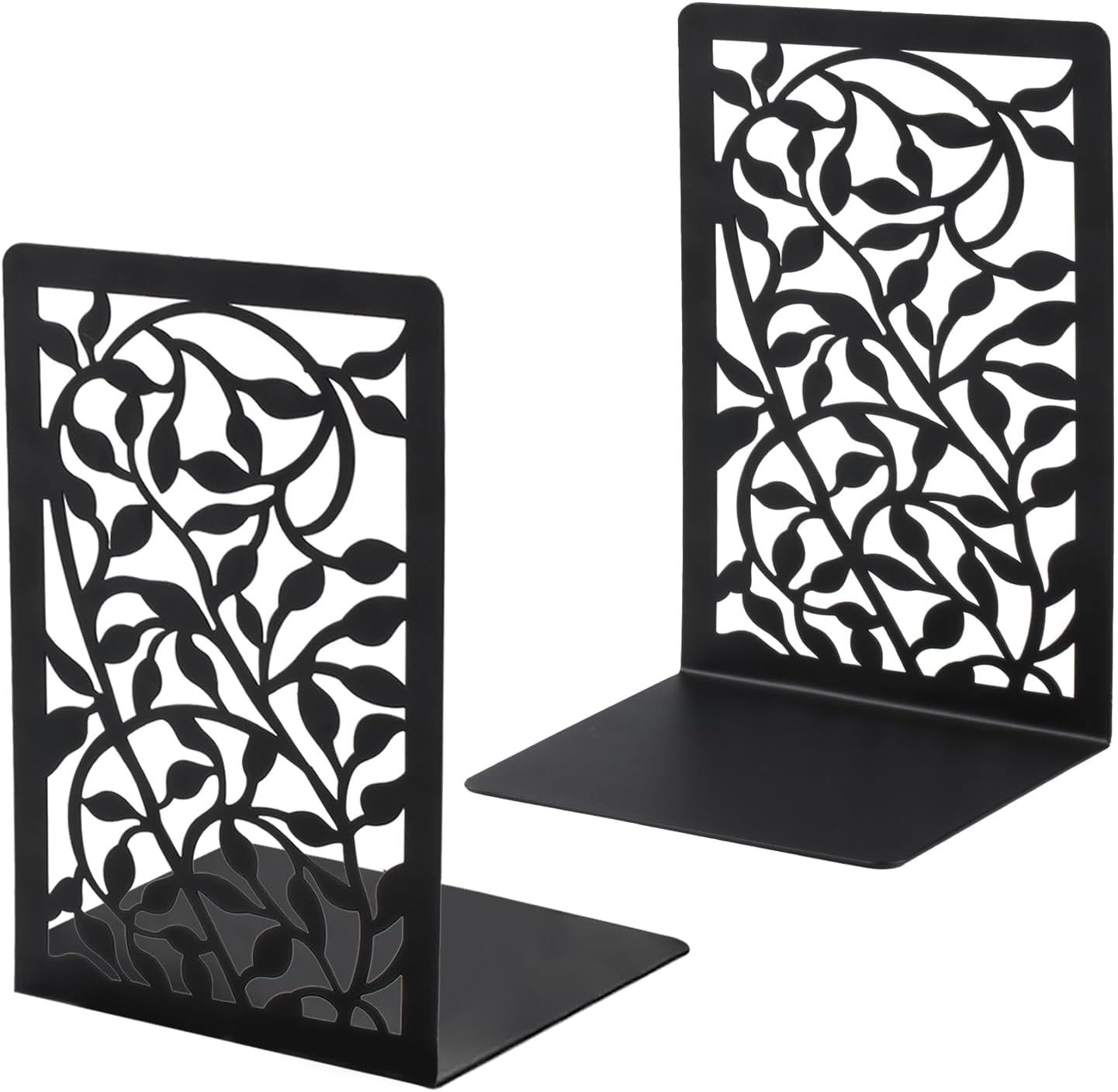1 Pair Metal Bookends or Shelves, Tree Book Ends Decorative Bookends or Heavy Books, Book Holder or Shel, Black Unique Book Stoppers, Book Holders or Shelves Home Oice School-Right Angle - Image 1