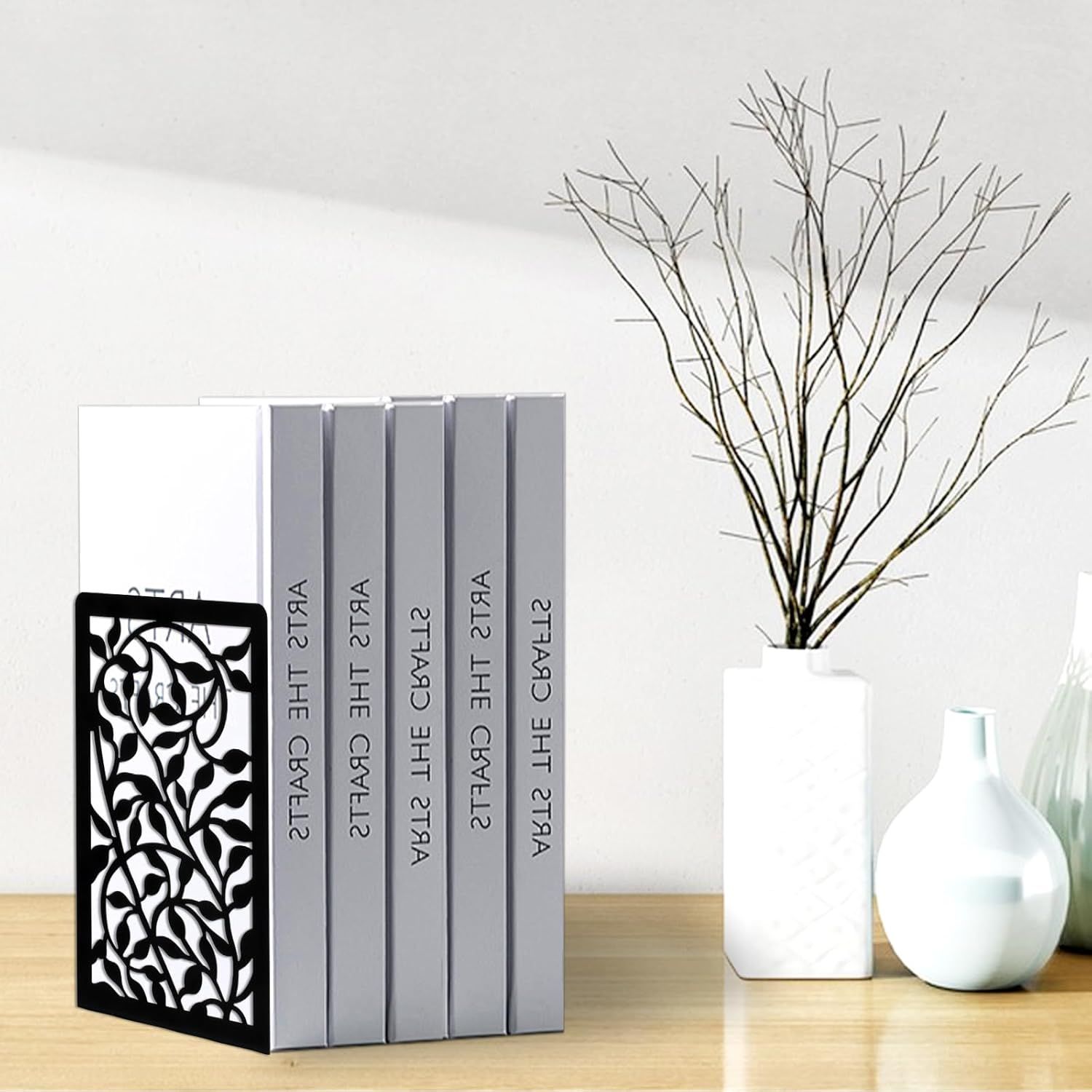 1 Pair Metal Bookends or Shelves, Tree Book Ends Decorative Bookends or Heavy Books, Book Holder or Shel, Black Unique Book Stoppers, Book Holders or Shelves Home Oice School-Right Angle - Image 5
