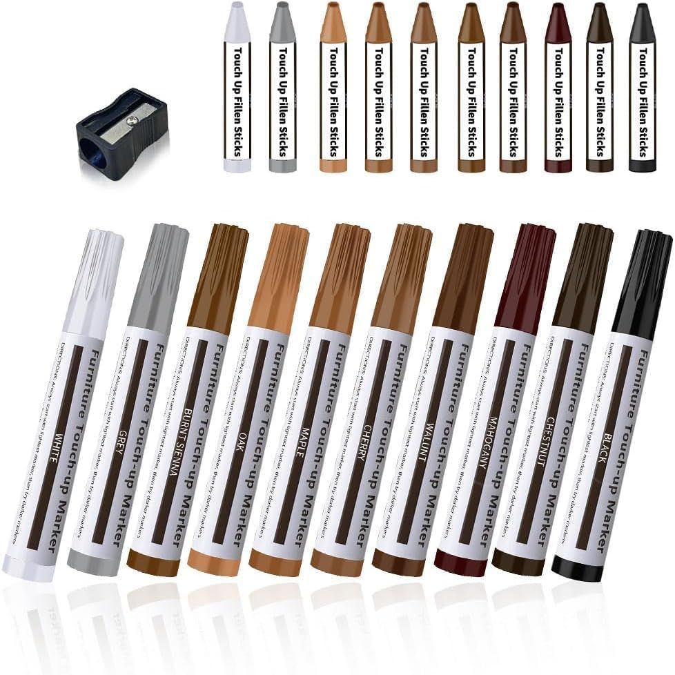 Repair Pen Wooden urniture loor Scratch Repair Markers and Wax Sticks Set o 21 or Stains, Scratches, Wood loors, Tables, Desks, Carpenters, Bedposts, Touch Ups, and Cover Ups - Image 1