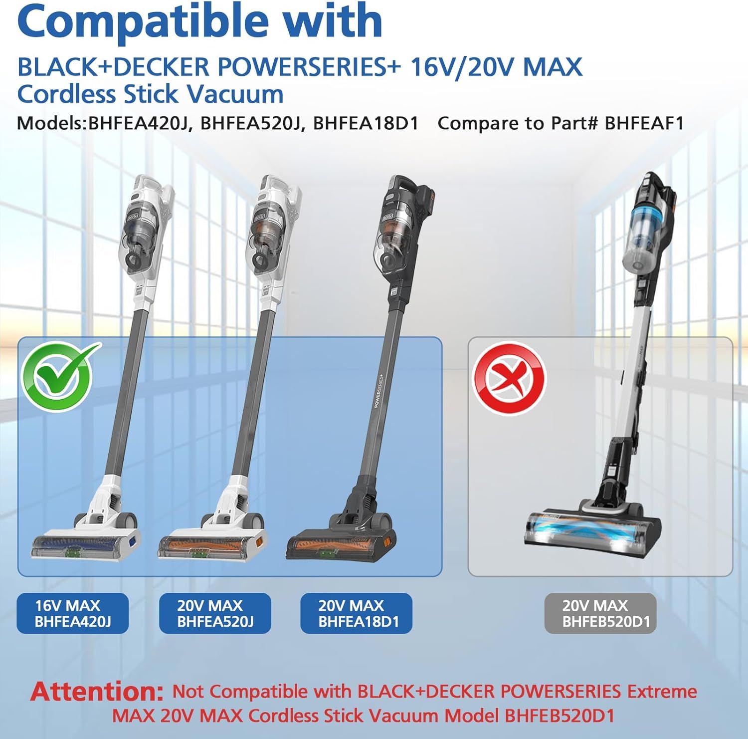 Sponge ilter Replacement Compatible with BLACK+DECKER POWERSERIES+ 16V / 20V Cordless Stick Vacuum Models BHEA420J, BHEA520J, BHEA18D1, Replace Part BHEA1, 6 Pack - Image 2