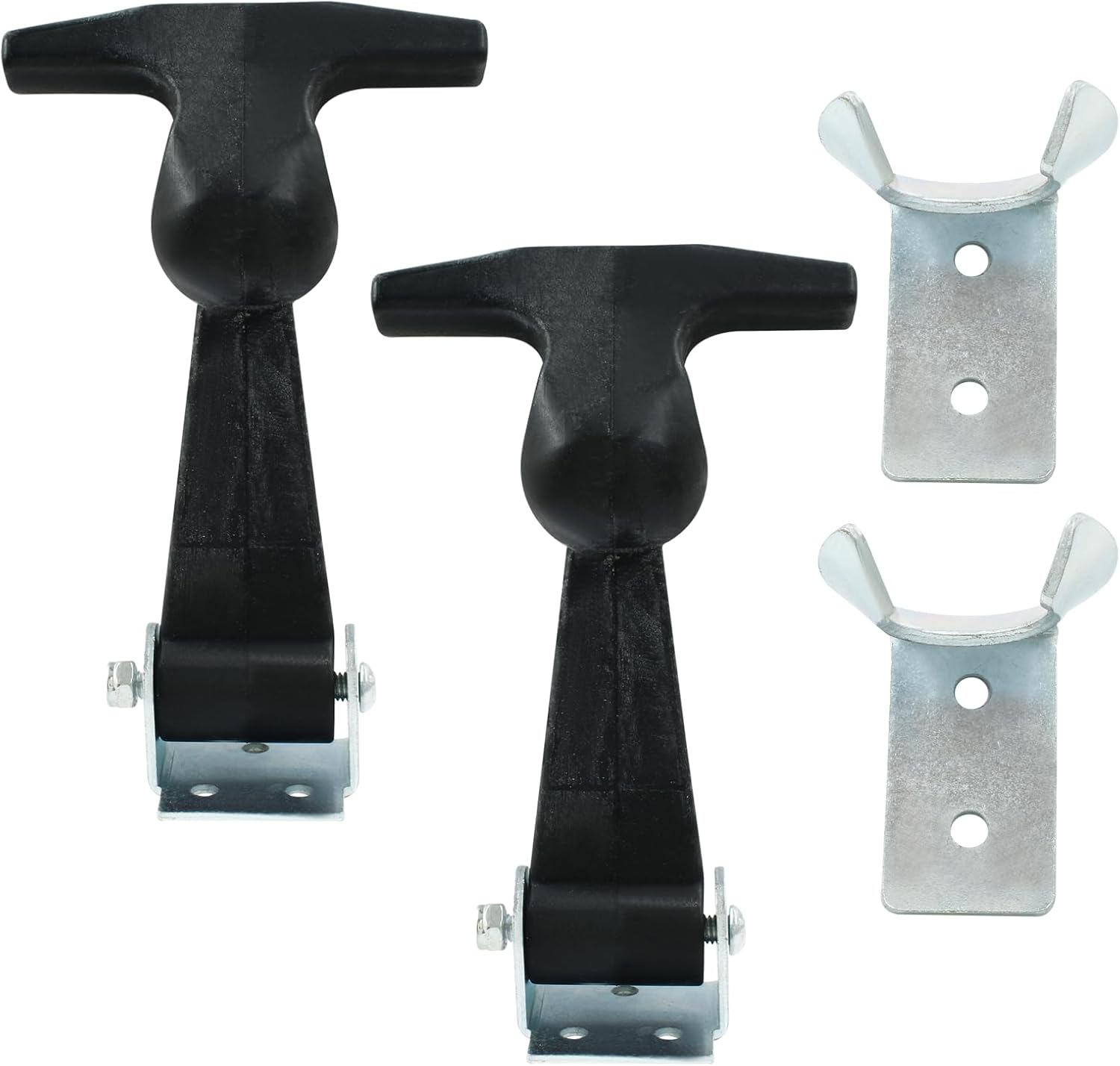 Biaungdo 2 Pcs Rubber Flexible Hood Catch, Black T-Handle Draw Latches with Brackets Stainless Steel T-Handle Hasp for Hood/Tool Box/Vehicle Engine - Image 1
