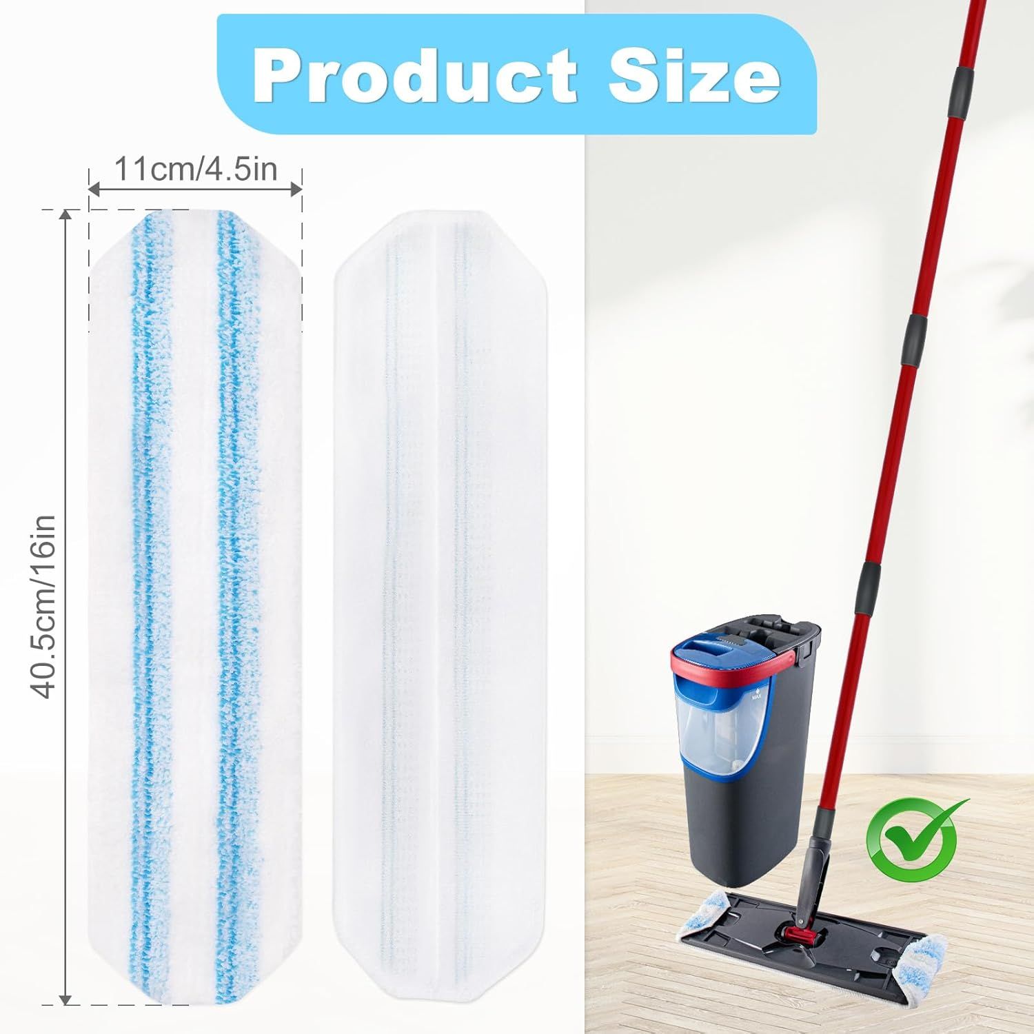 Mop Replacement Pads or OCedar H2prO lat Mop System, 6 Pack Mop Pads or Ocedar H2prO lat Mop, Machine Washable and Reusable Microiber Mop Heads Replacements, Mop Reills Sae on Various loors - Image 2
