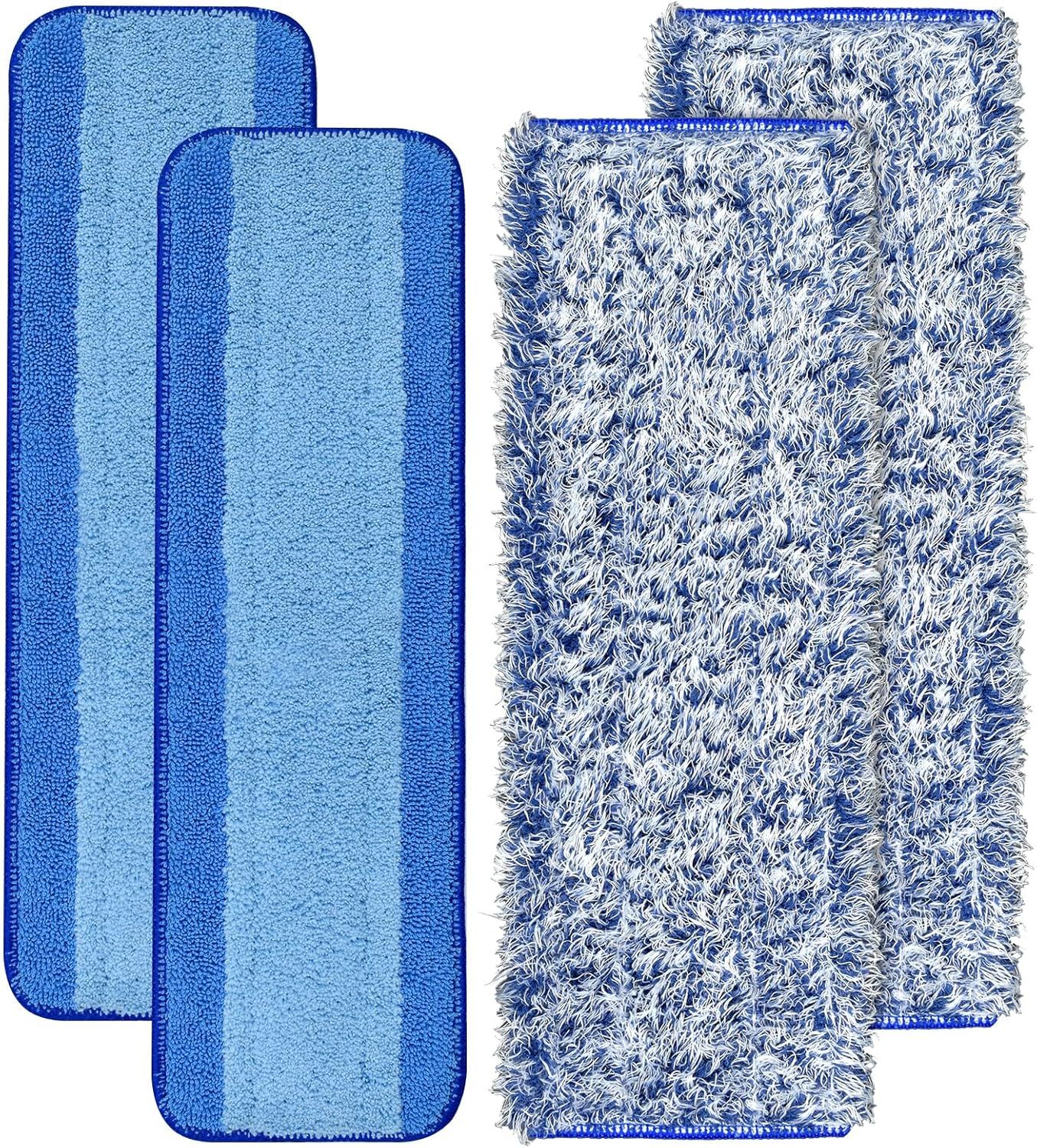 4 Pack Microiber Cleaning Pad or Bona Mop Sae or Hardwood & Hard Surace loors Dry Wet loor Cleaning - Includes 2 Microiber Cleaning Pad and 2 Dusting Pad - Microiber Mop Pads or 18Inch Mop - Image 1