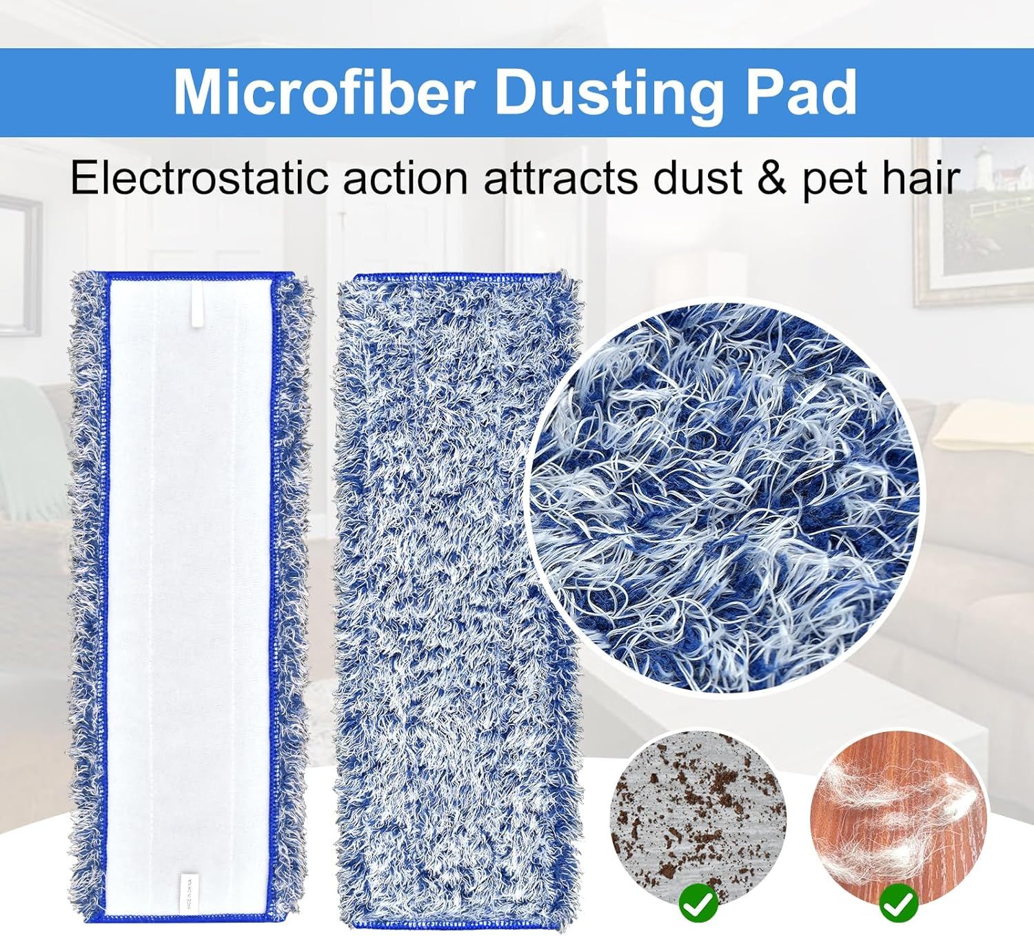 4 Pack Microiber Cleaning Pad or Bona Mop Sae or Hardwood & Hard Surace loors Dry Wet loor Cleaning - Includes 2 Microiber Cleaning Pad and 2 Dusting Pad - Microiber Mop Pads or 18Inch Mop - Image 3
