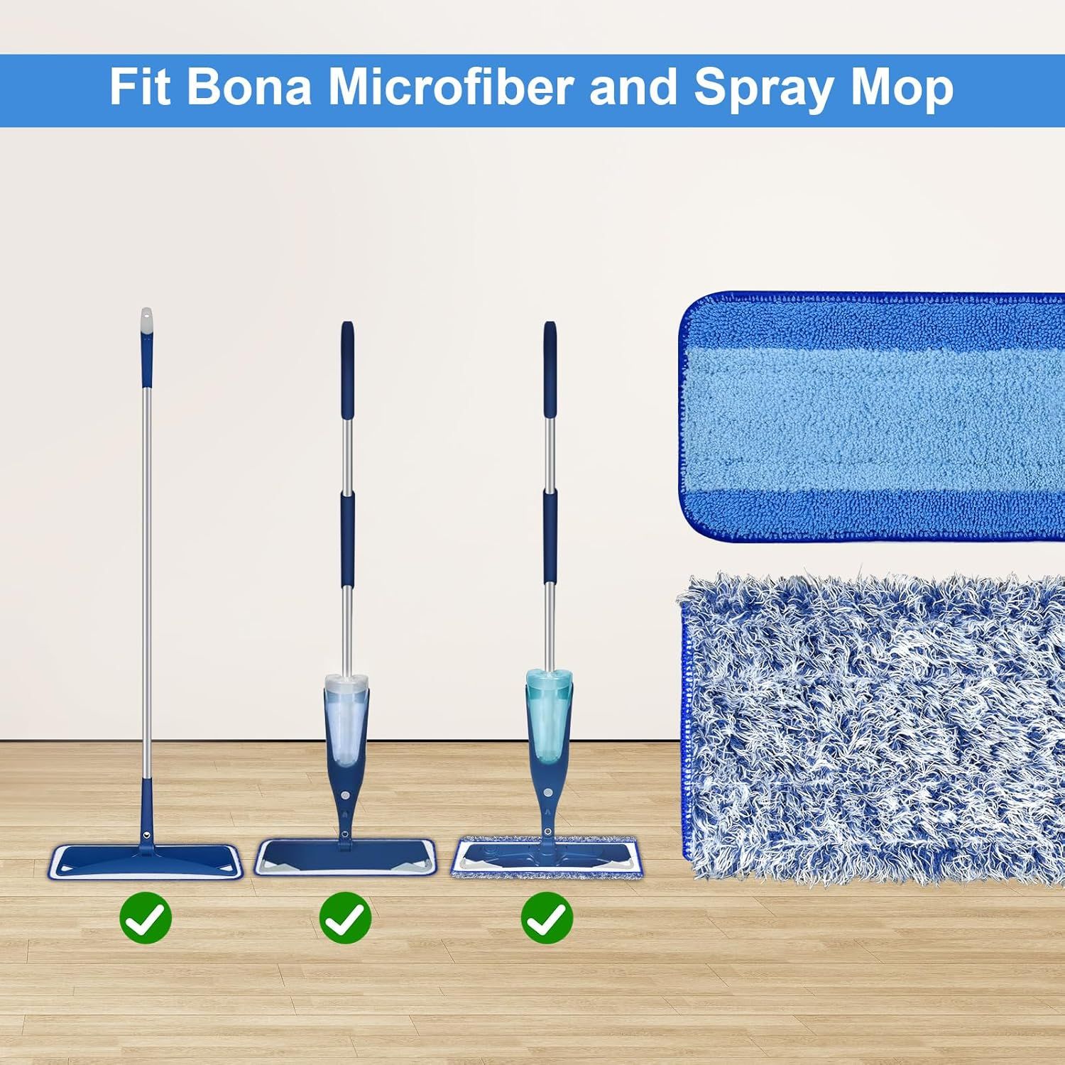 4 Pack Microiber Cleaning Pad or Bona Mop Sae or Hardwood & Hard Surace loors Dry Wet loor Cleaning - Includes 2 Microiber Cleaning Pad and 2 Dusting Pad - Microiber Mop Pads or 18Inch Mop - Image 4