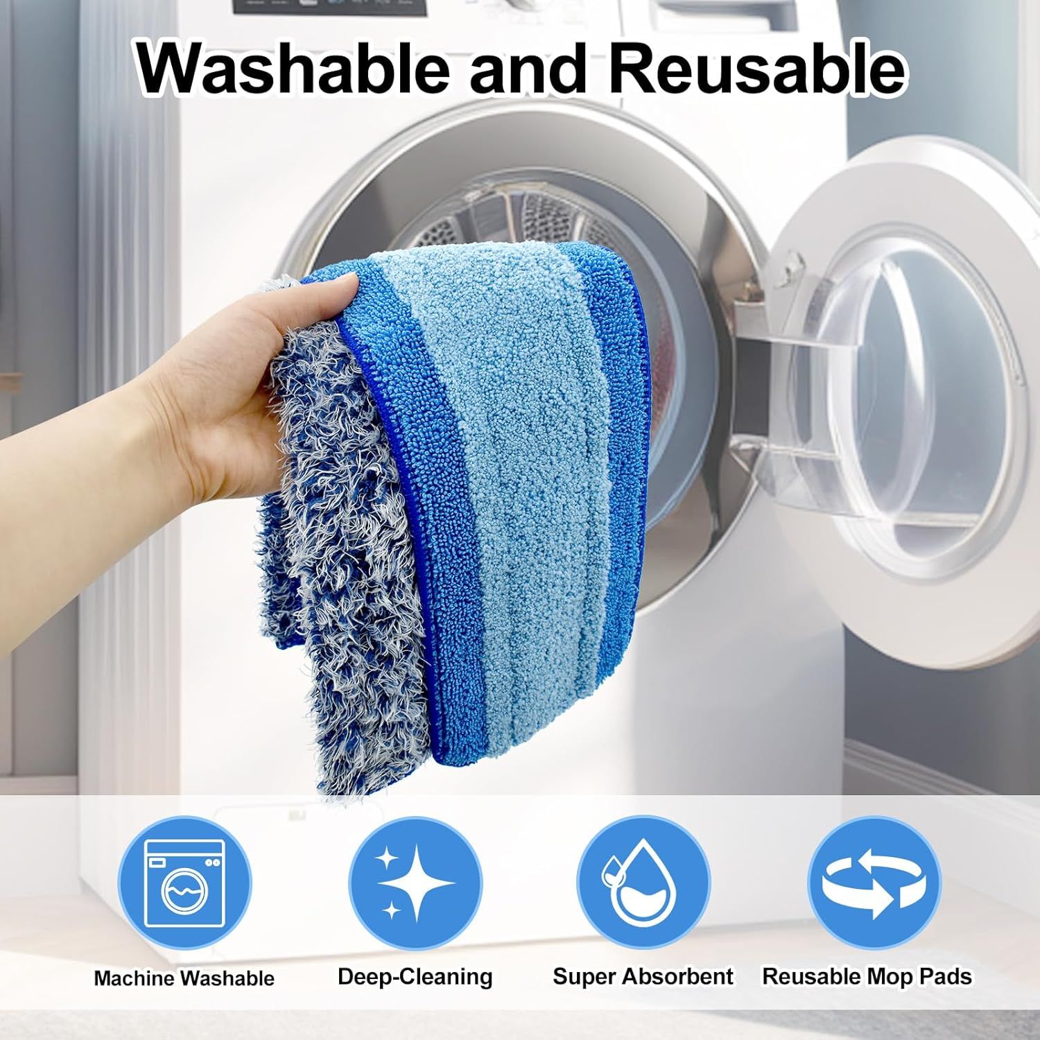 4 Pack Microiber Cleaning Pad or Bona Mop Sae or Hardwood & Hard Surace loors Dry Wet loor Cleaning - Includes 2 Microiber Cleaning Pad and 2 Dusting Pad - Microiber Mop Pads or 18Inch Mop - Image 6