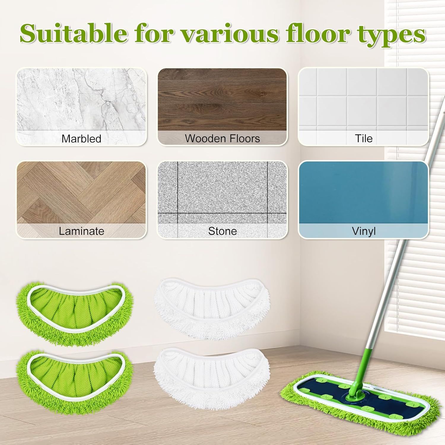 XL Mop Pads Compatible with Swier XL Sweeper, X-Large Dry Sweeping Cloths, XL Wet Pads Reills, Reusable Washable Microiber Heavy Duty Wet Mopping Cloths or Hardwood loor Cleaning, 4 Pack - Image 5