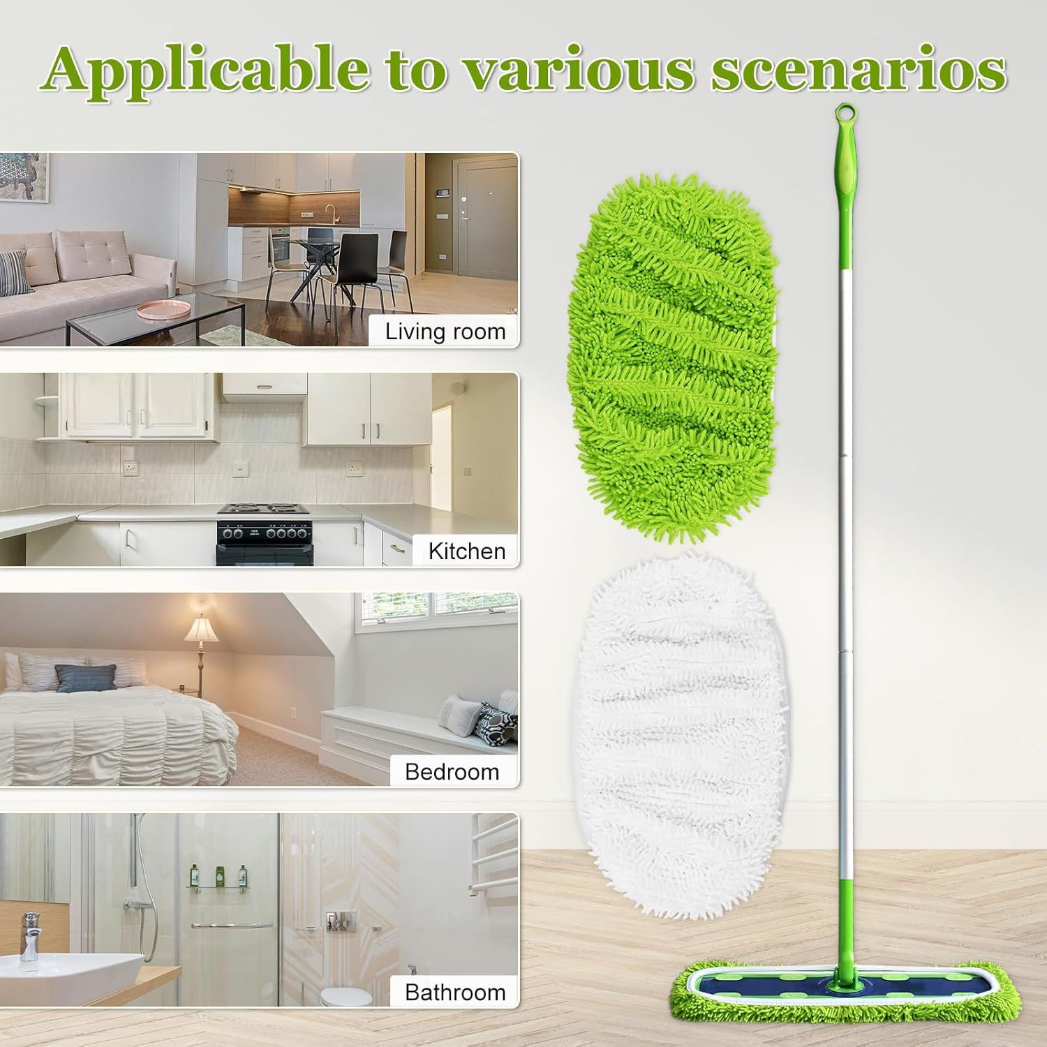 XL Mop Pads Compatible with Swier XL Sweeper, X-Large Dry Sweeping Cloths, XL Wet Pads Reills, Reusable Washable Microiber Heavy Duty Wet Mopping Cloths or Hardwood loor Cleaning, 4 Pack - Image 6