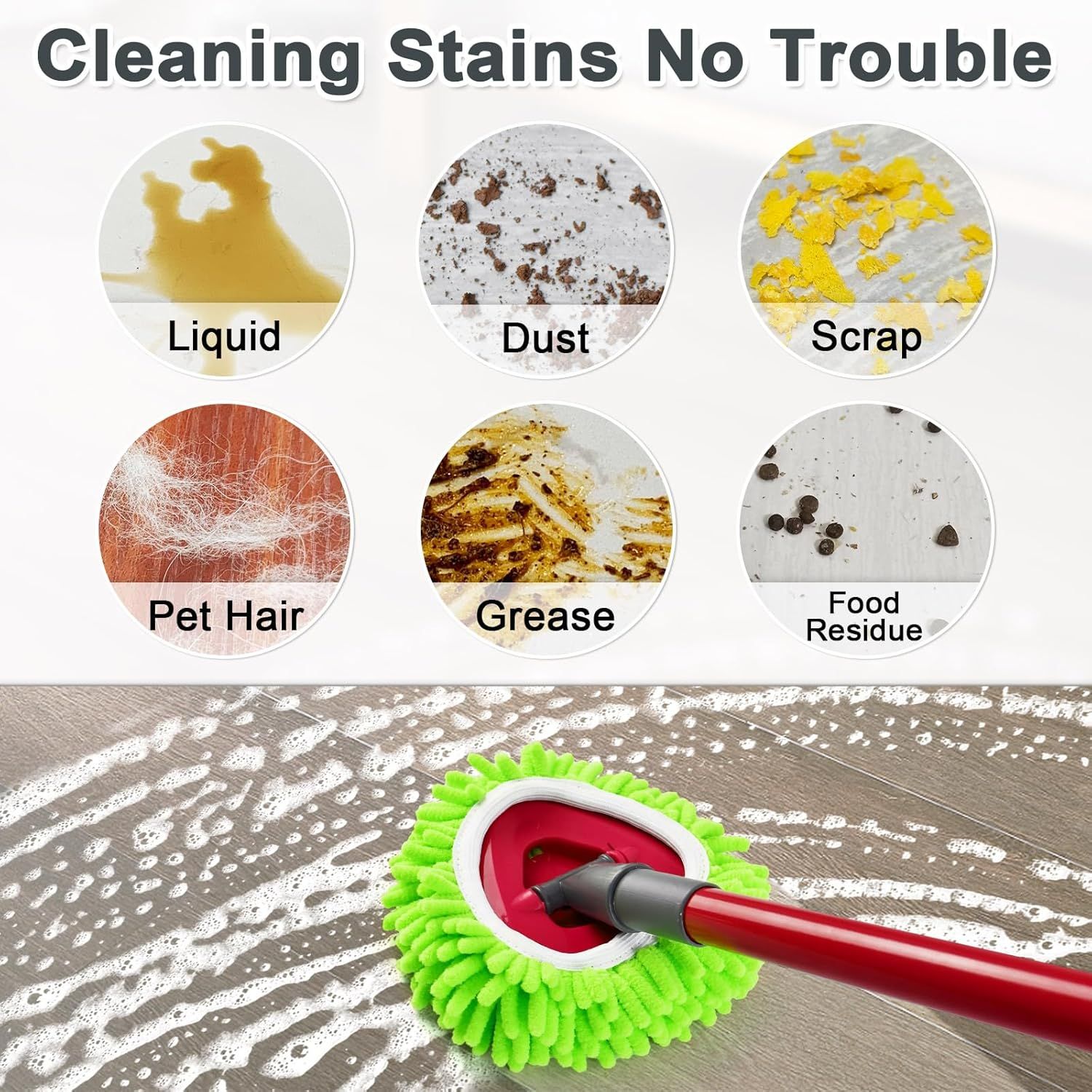 Mop Heads Replacements, 3 Pack Spin Mop Reill Replace Head or O Cedar RinseClean 2 Tank System, Microiber & Chenille, Machine Washable and Sae or Cleaning All Hard-suraced loors - Image 3