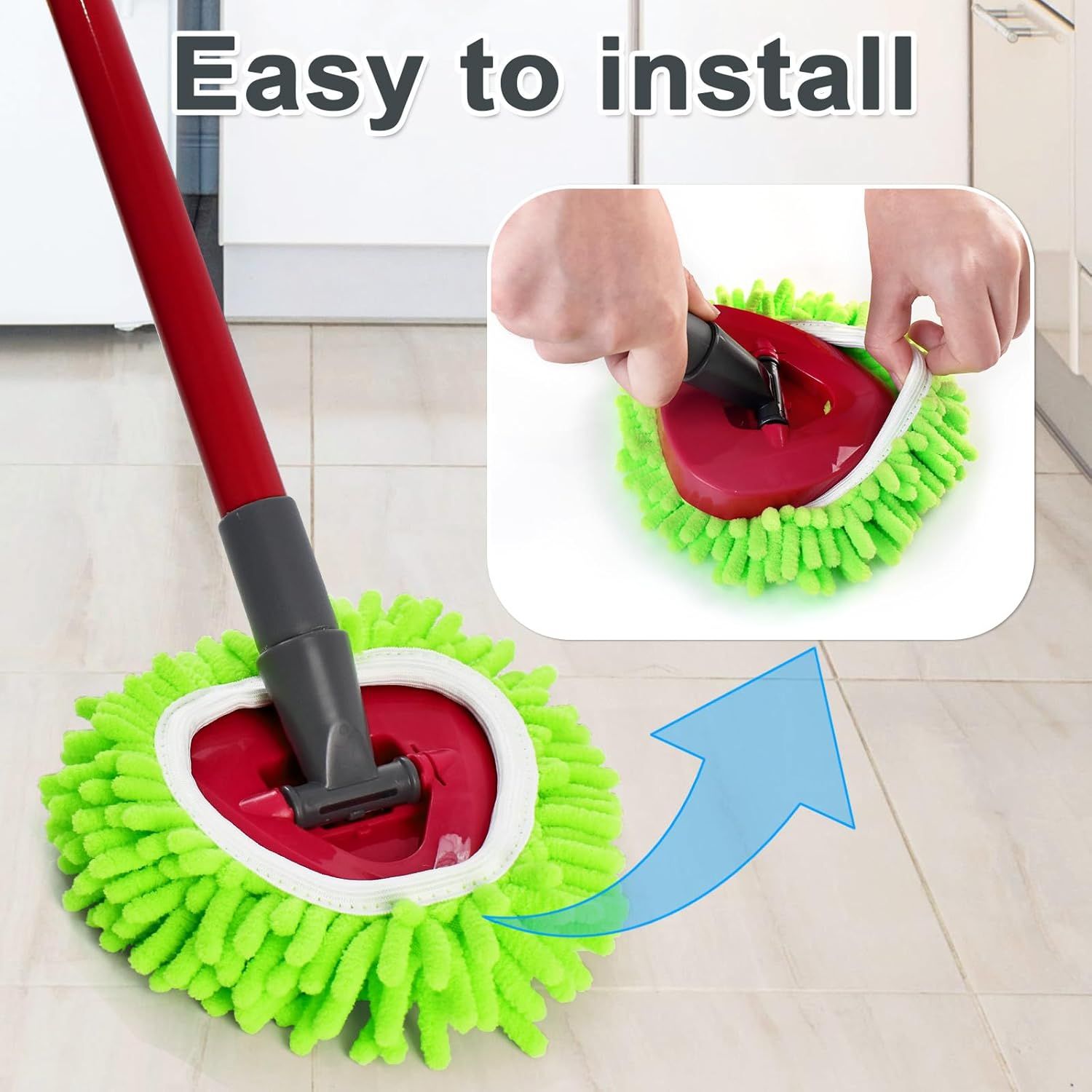 Mop Heads Replacements, 3 Pack Spin Mop Reill Replace Head or O Cedar RinseClean 2 Tank System, Microiber & Chenille, Machine Washable and Sae or Cleaning All Hard-suraced loors - Image 6