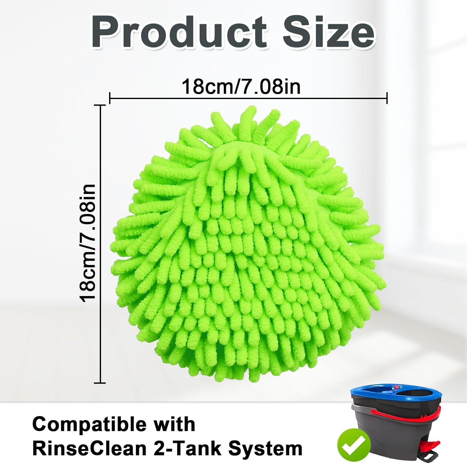 Mop Heads Replacements, 3 Pack Spin Mop Reill Replace Head or O Cedar RinseClean 2 Tank System, Microiber & Chenille, Machine Washable and Sae or Cleaning All Hard-suraced loors - Image 7