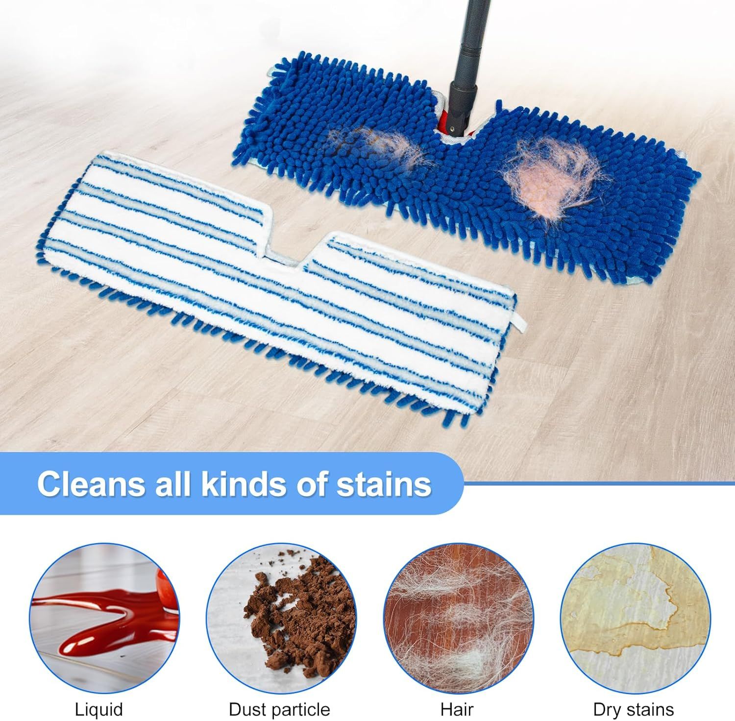 3 Pack Mop Heads Replacements Compatible or Ocedar Dual-Action Microiber lip Mop, Double Sided Mop Replace Head Mop Reills with Microiber & Chenille or Dry Wet Use, Reusable, Machine Washable - Image 4