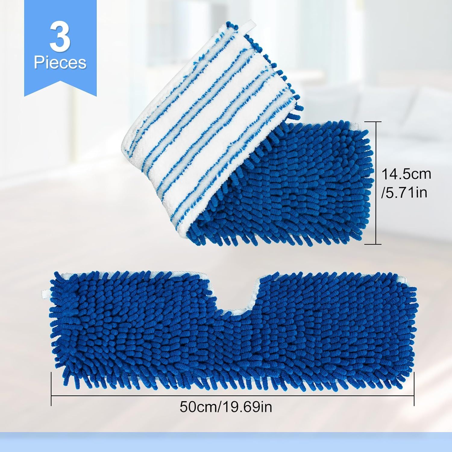 3 Pack Mop Heads Replacements Compatible or Ocedar Dual-Action Microiber lip Mop, Double Sided Mop Replace Head Mop Reills with Microiber & Chenille or Dry Wet Use, Reusable, Machine Washable - Image 5