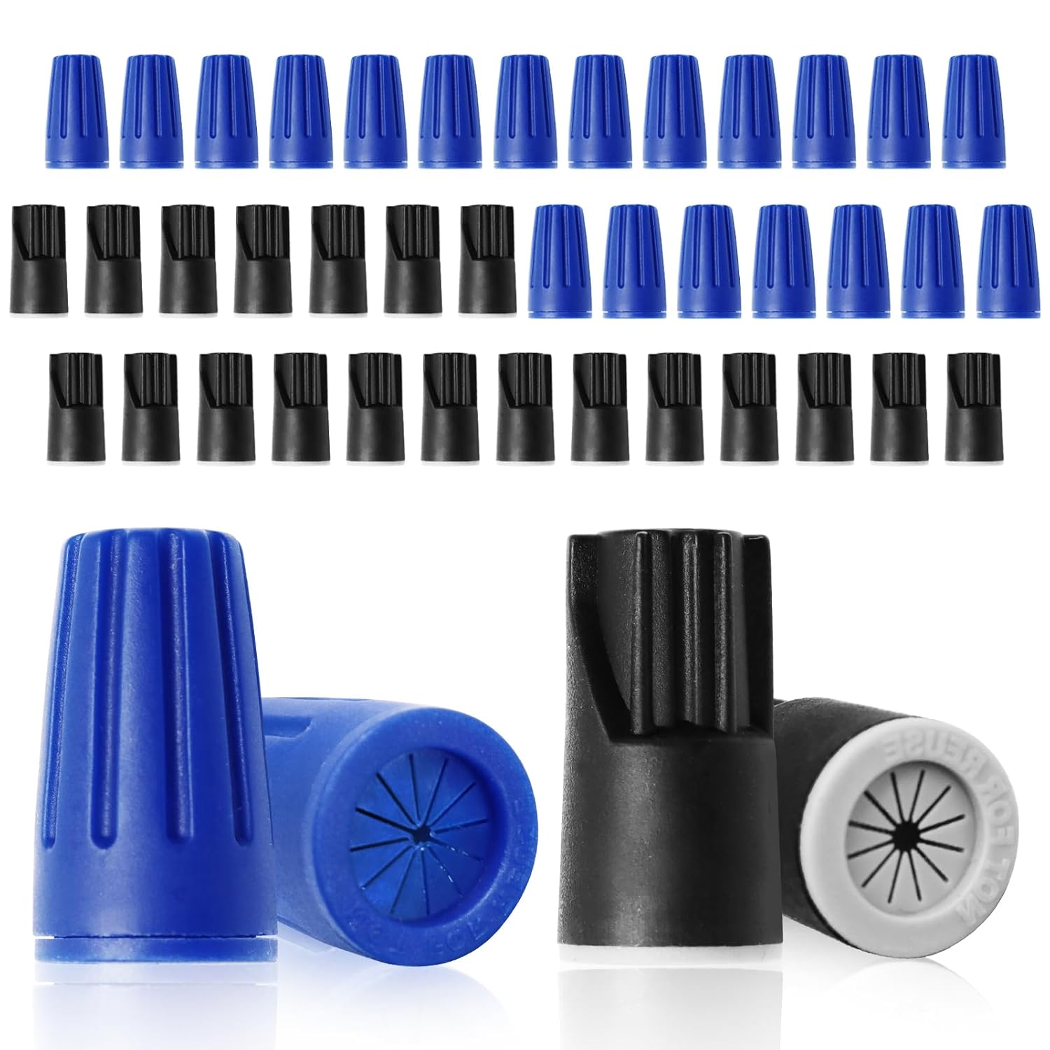 Biaungdo 40 Pcs Black and Blue Waterproof Wire Electrical Connectors, Outdoor Seal Twist Nuts Caps Cable Terminal Electrical Connectors for Outdoor Landscape Light, Irrigation Valves - Image 1