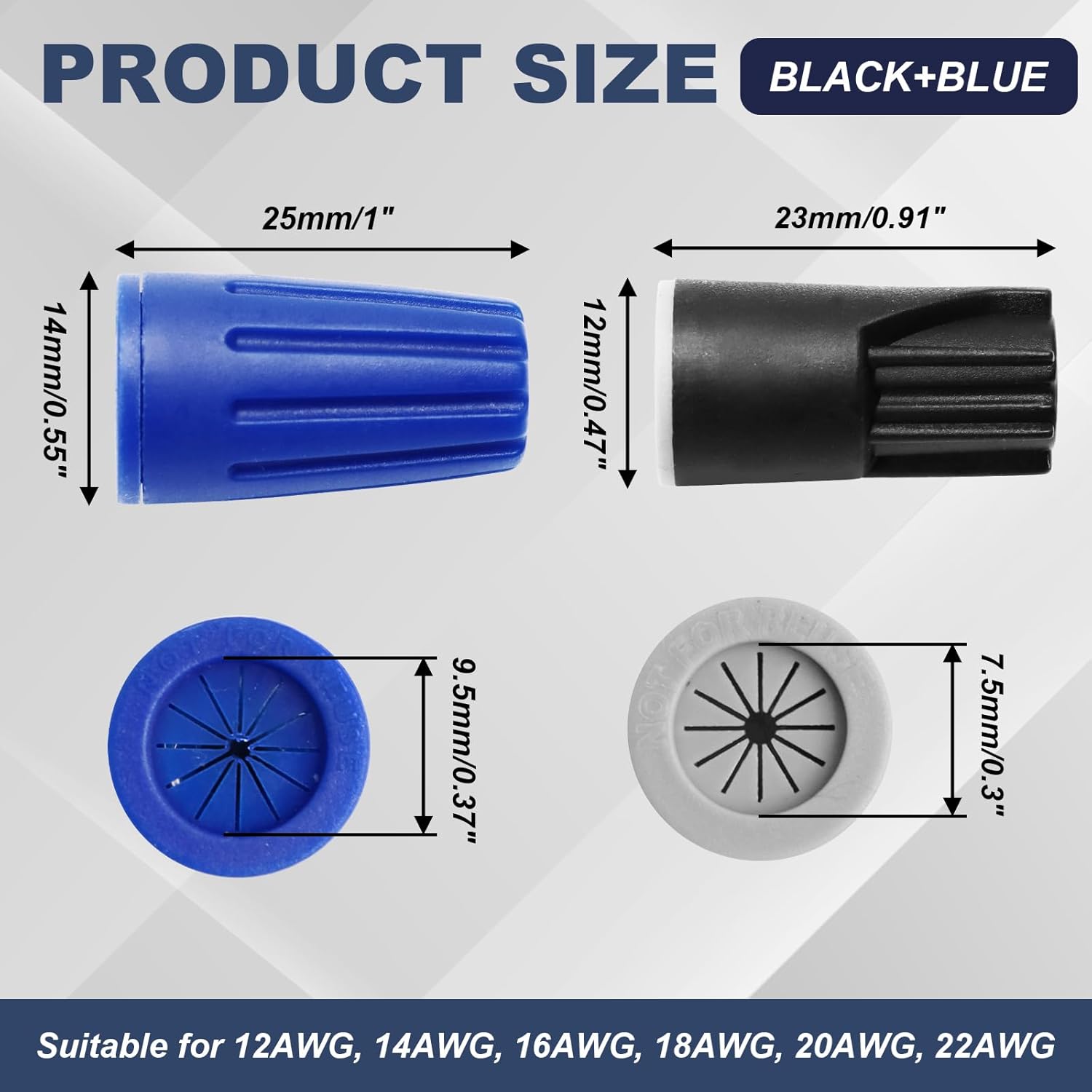 Biaungdo 40 Pcs Black and Blue Waterproof Wire Electrical Connectors, Outdoor Seal Twist Nuts Caps Cable Terminal Electrical Connectors for Outdoor Landscape Light, Irrigation Valves - Image 2