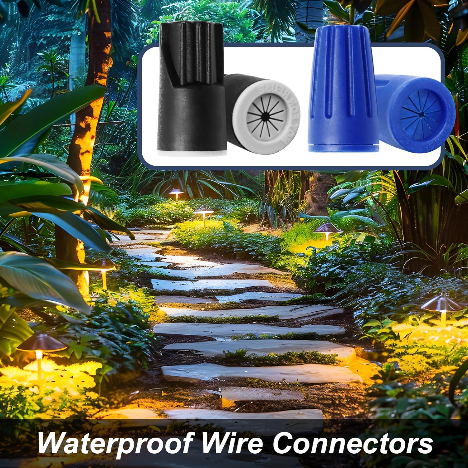 Biaungdo 40 Pcs Black and Blue Waterproof Wire Electrical Connectors, Outdoor Seal Twist Nuts Caps Cable Terminal Electrical Connectors for Outdoor Landscape Light, Irrigation Valves - Image 5