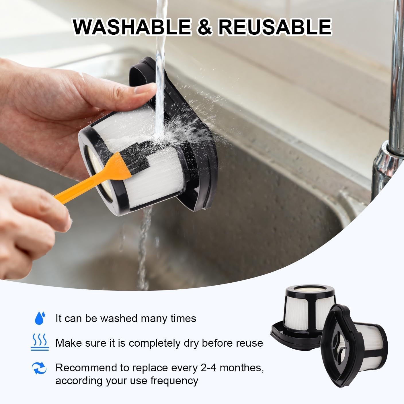 Hepa ilter Replacement Compatible with Bissell Pet Hair Eraser Hand Vacuum 2390A, 2284W, 2390, 2579, 2389, Part # 1614212 1614203 1614204-4 Mesh ilters and 6 oam ilters - Image 5