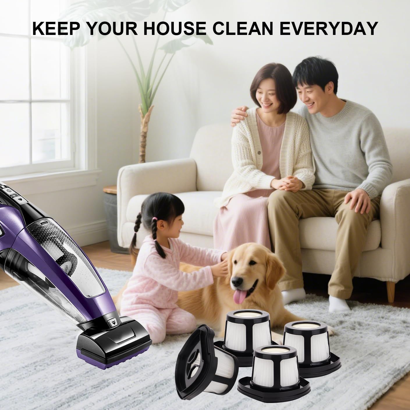 Hepa ilter Replacement Compatible with Bissell Pet Hair Eraser Hand Vacuum 2390A, 2284W, 2390, 2579, 2389, Part # 1614212 1614203 1614204-4 Mesh ilters and 6 oam ilters - Image 7