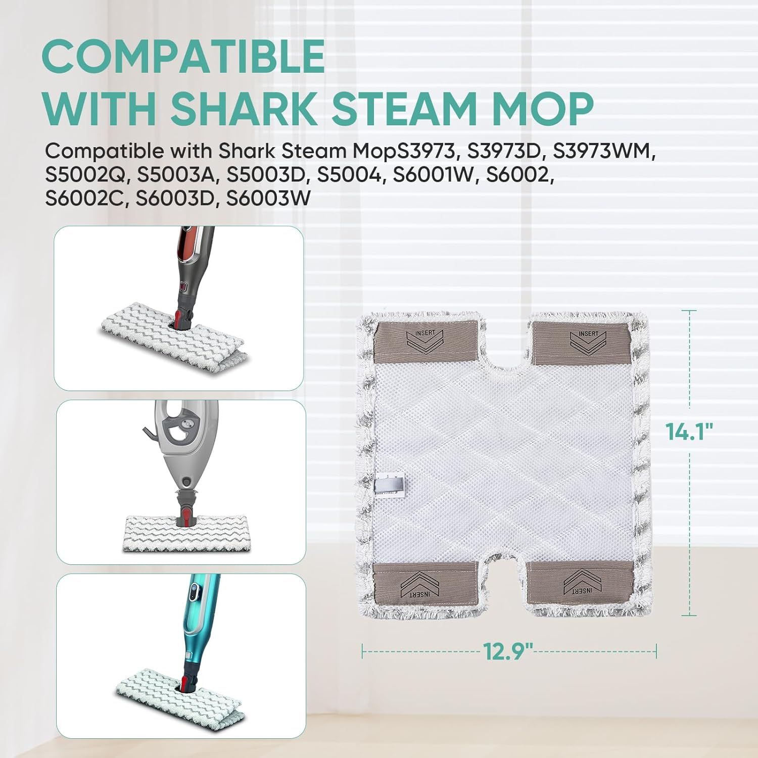 2 Pack Genius Steam Mop Pads Compatible with Shark Genius Hard loor Cleaning System Pocket Steam Mop S5003D,S6002,S5004Q & Lit-Away Pro Steam Pocket Mop S3973D,Part # XTP184 & P184WQ - Image 2