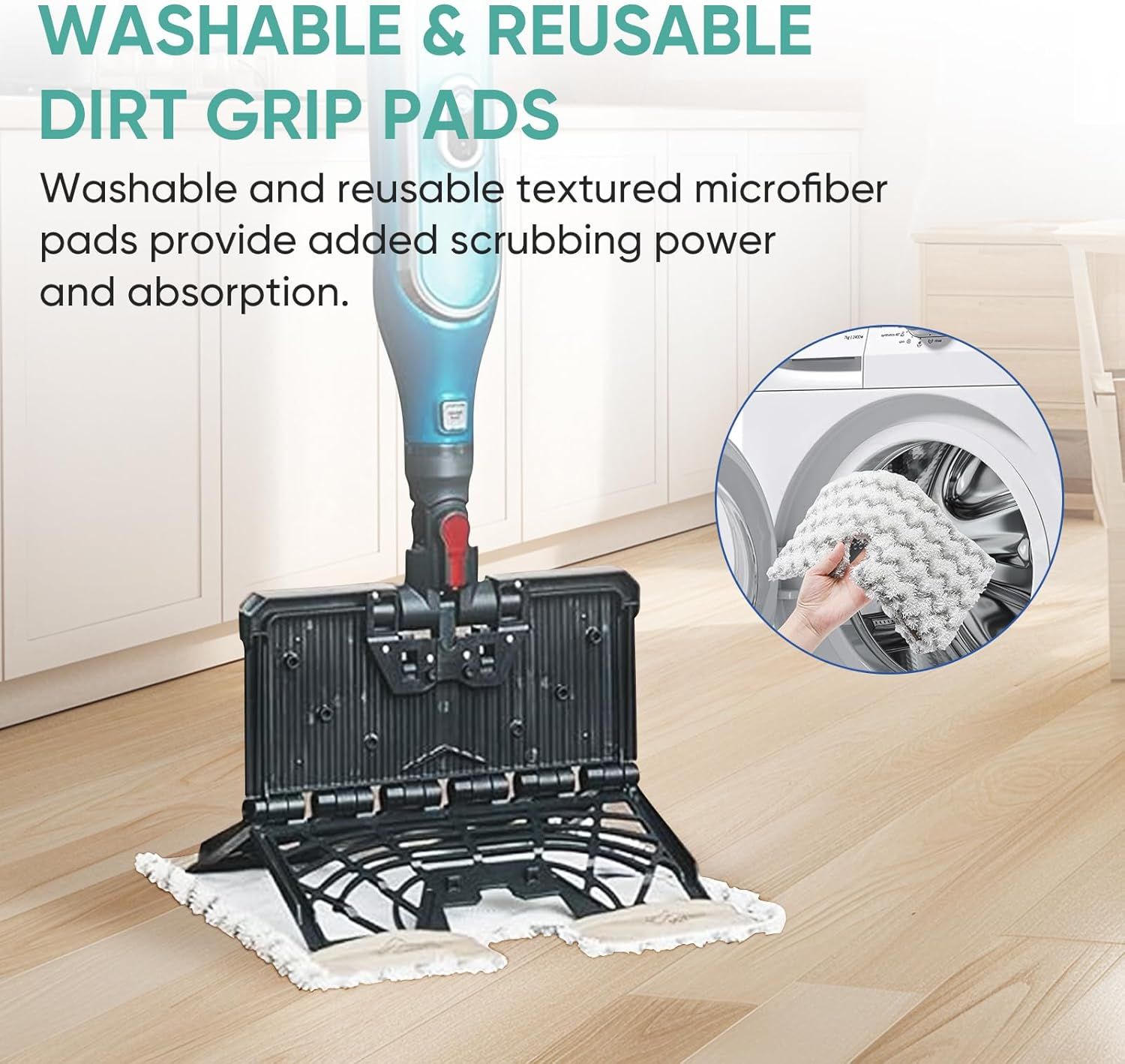 2 Pack Genius Steam Mop Pads Compatible with Shark Genius Hard loor Cleaning System Pocket Steam Mop S5003D,S6002,S5004Q & Lit-Away Pro Steam Pocket Mop S3973D,Part # XTP184 & P184WQ - Image 7