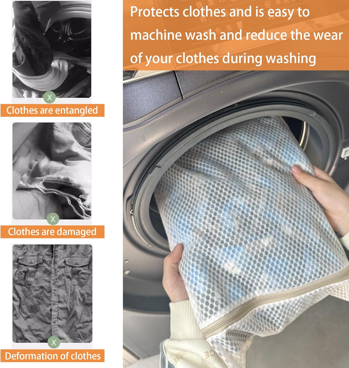 6 Pack Laundry Bag, Durable Honeycomb Mesh Laundry Bags Suitable for Delicate Clothes Washing (3 Large, 3 Medium) Beige - Image 4