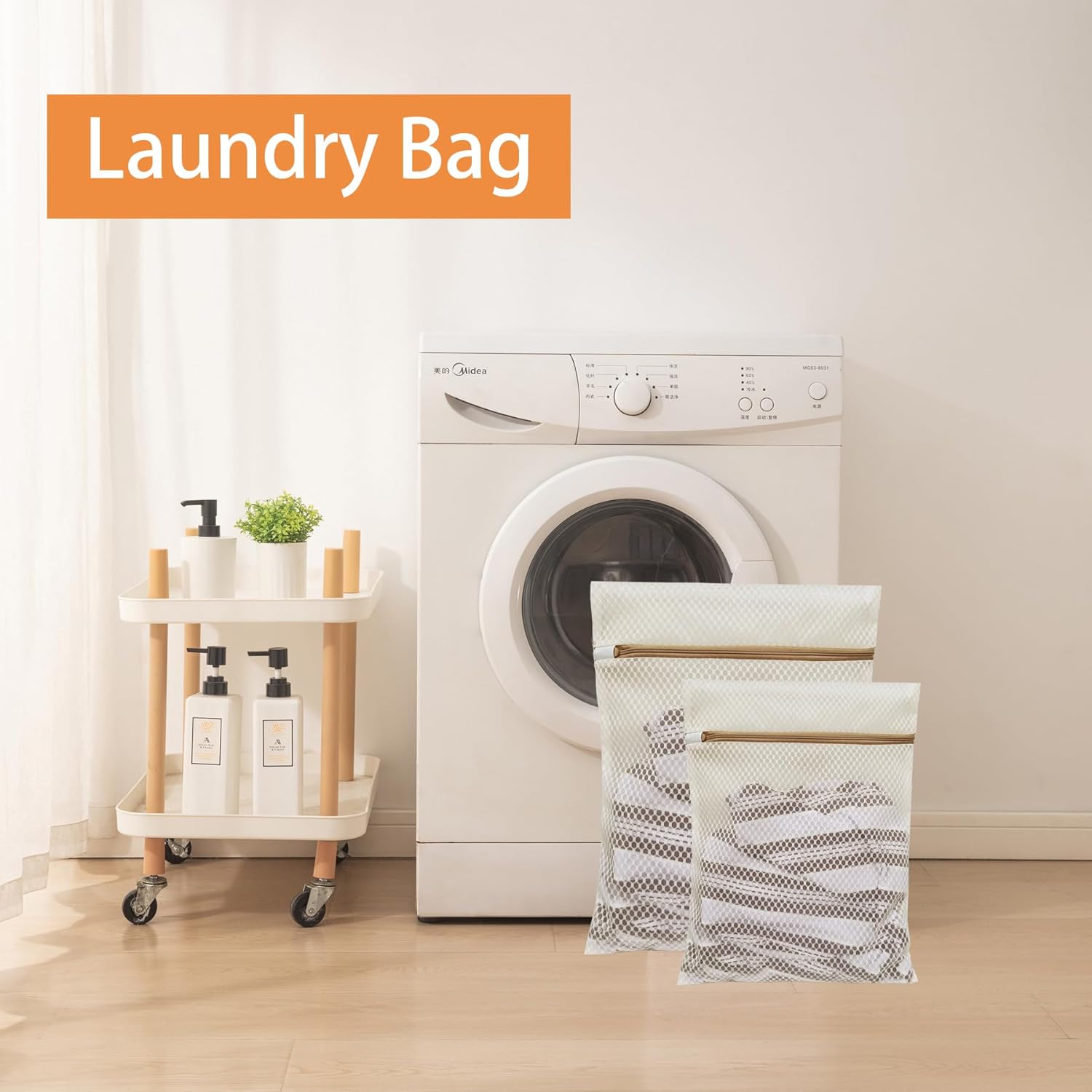 6 Pack Laundry Bag, Durable Honeycomb Mesh Laundry Bags Suitable for Delicate Clothes Washing (3 Large, 3 Medium) Beige - Image 6