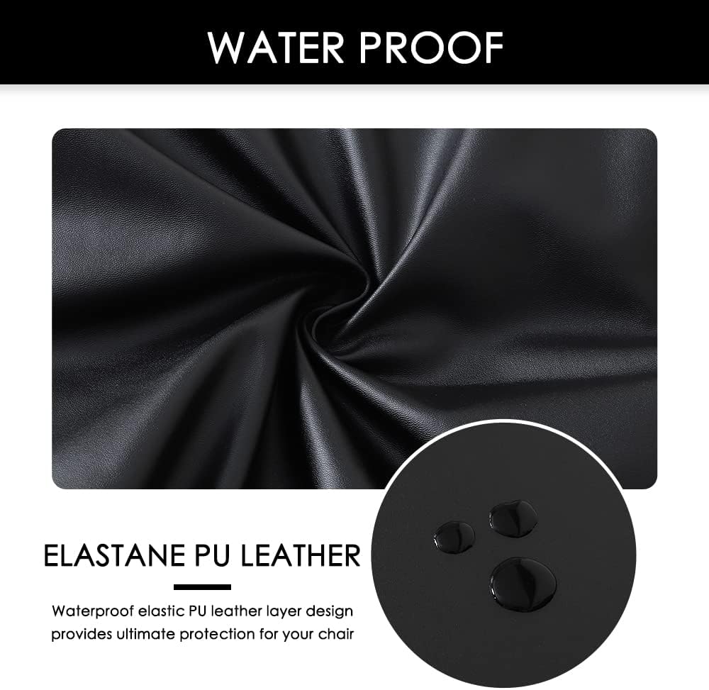 FORCHEER Office Chair seat Covers Leather Stretch Waterproof PU Computer Chair Seat Cushion Slipcovers-Black - Image 5
