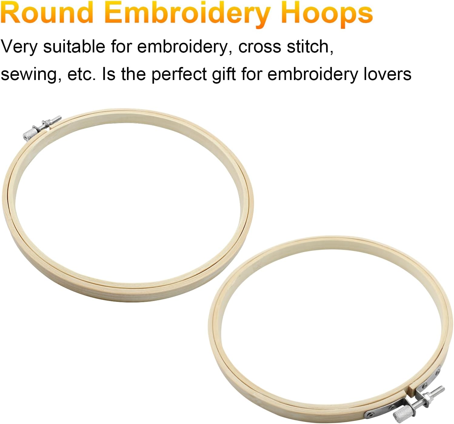 Biaungdo 6 Pieces 6 Inch Embroidery Hoops, Round Wood Embroidery Hoops, Adjustable Bamboo Circle Cross Stitch Hoop Ring, Wooden Embroidery Frames for Art Craft Sewing, Christmas Decoration - Image 5