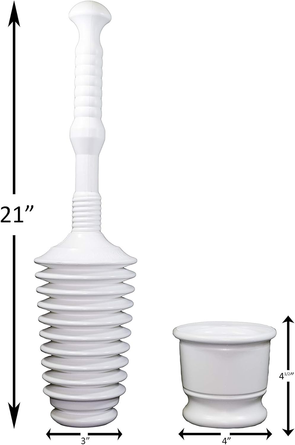 Master Plunger MP500-B4 Heavy Duty Bathroom Toilet Plunger Kit with Short Bucket. Equipped with Air Release Valve, White - Image 2