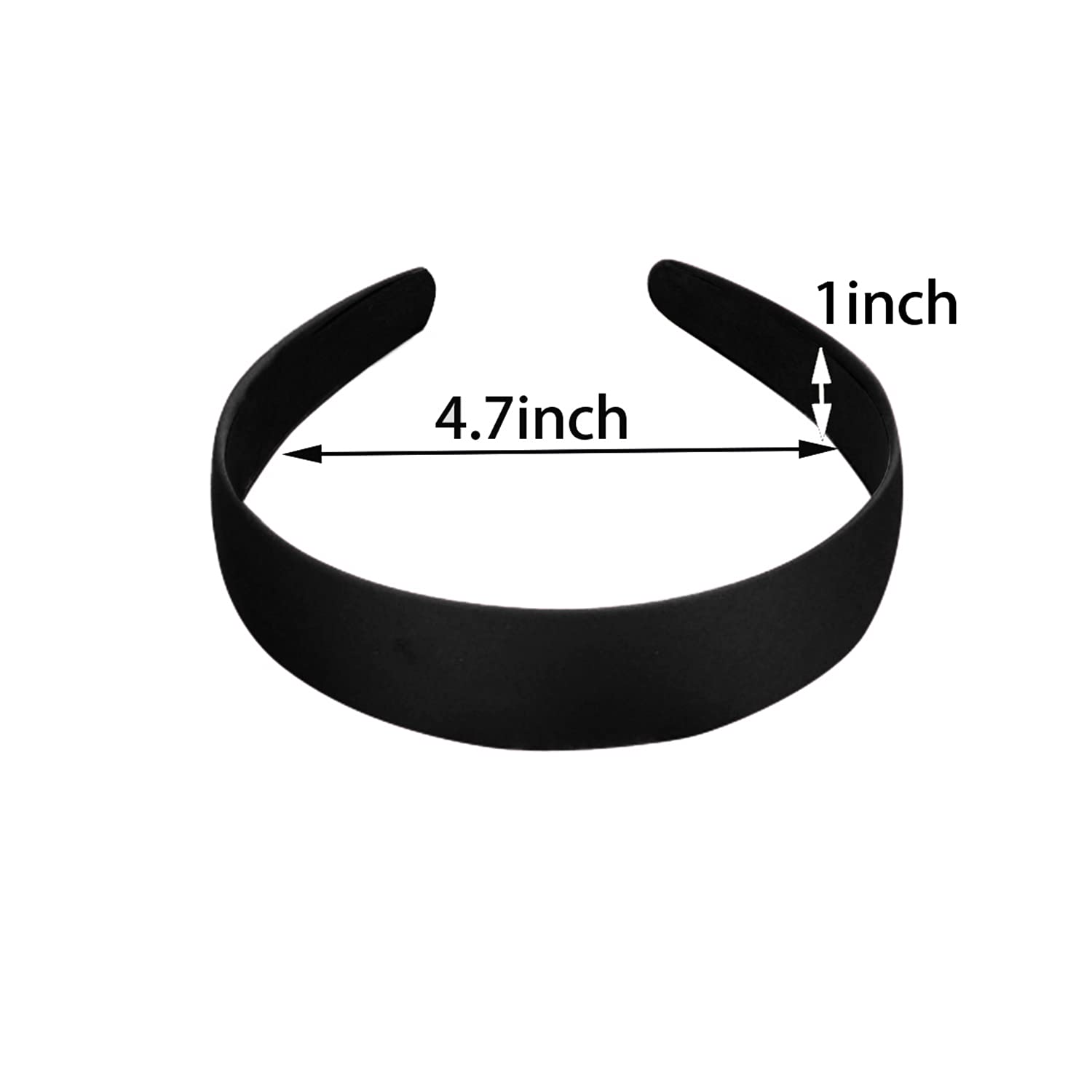 BallHull 1.2 Inch Satin Headbands, Ladies and Girls Antiskid Hard Hair Bands, DIY Hair Headbands, 6 Pcs Black. - Image 2