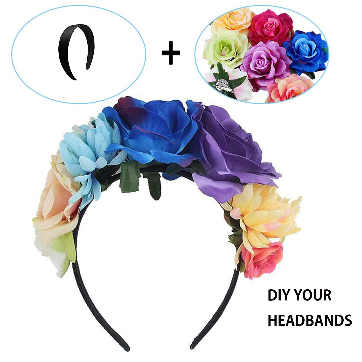 BallHull 1.2 Inch Satin Headbands, Ladies and Girls Antiskid Hard Hair Bands, DIY Hair Headbands, 6 Pcs Black. - Image 4