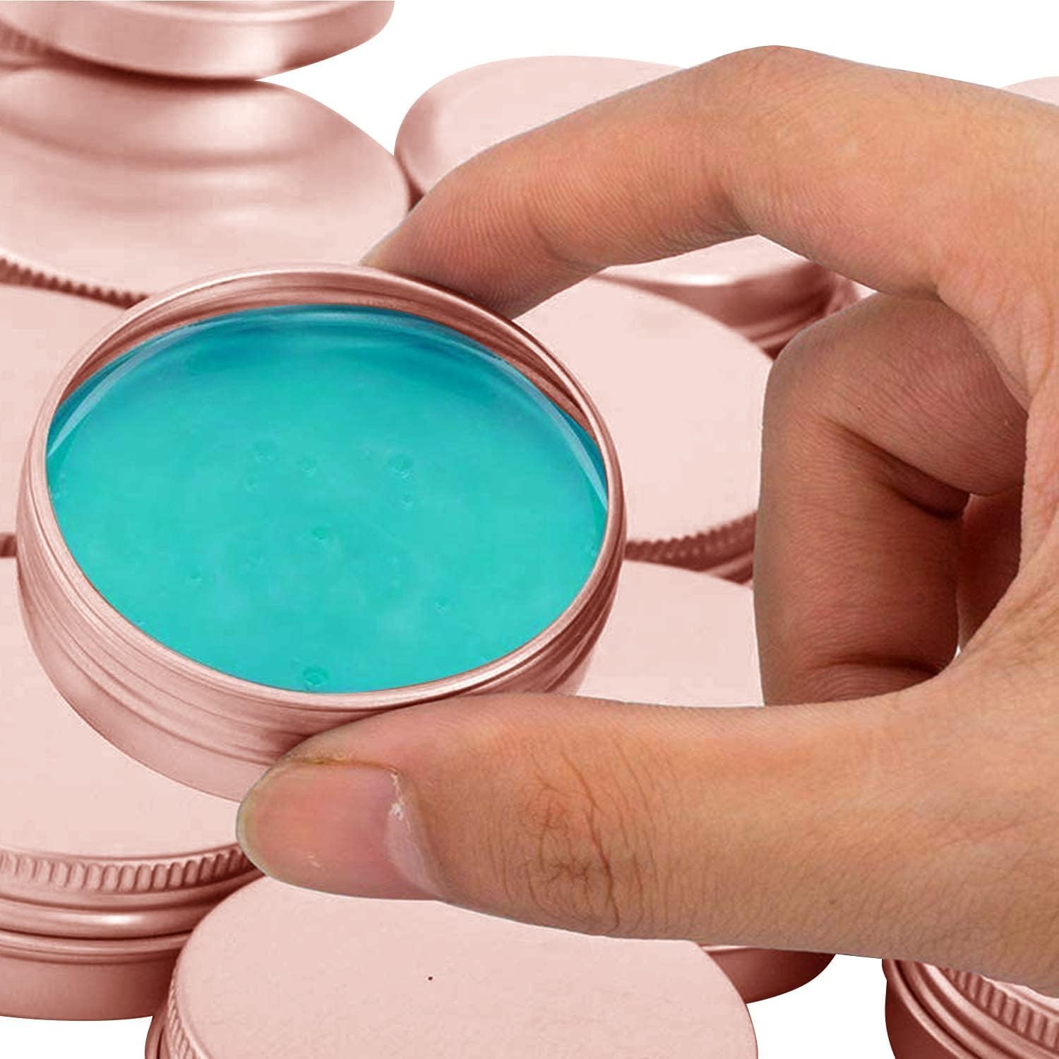 1 oz Aluminum Tin Jar with Screw Cap Refillable Container for Cosmetic, Lip Balm, Cream, Rose Gold 12 Pcs. - Image 2