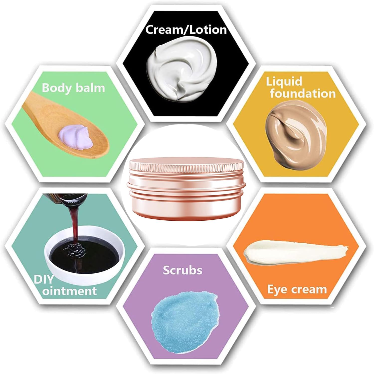 1 oz Aluminum Tin Jar with Screw Cap Refillable Container for Cosmetic, Lip Balm, Cream, Rose Gold 12 Pcs. - Image 7