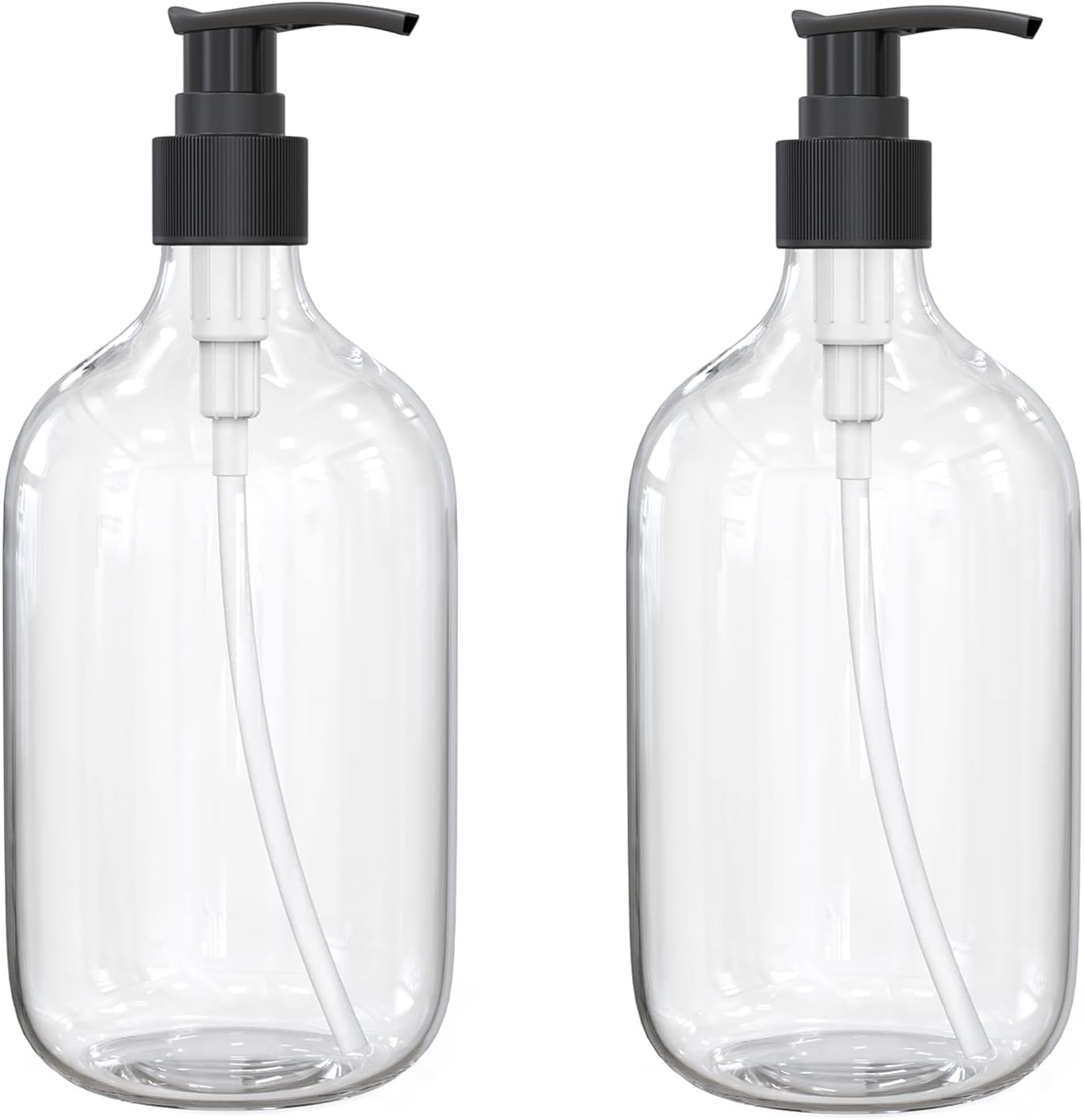 10 Ounce Clear Plastic Pump Bottle Dispenser, Refillable Empty Bottle Container with Pump for Essential Oil Soap Lotion Shampoo, 2 Pcs - Image 1