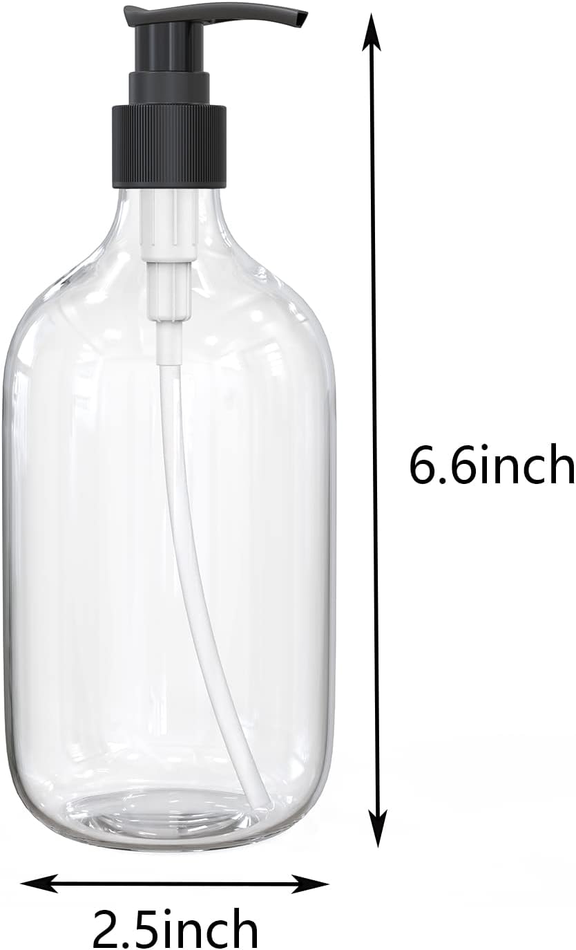 10 Ounce Clear Plastic Pump Bottle Dispenser, Refillable Empty Bottle Container with Pump for Essential Oil Soap Lotion Shampoo, 2 Pcs - Image 2