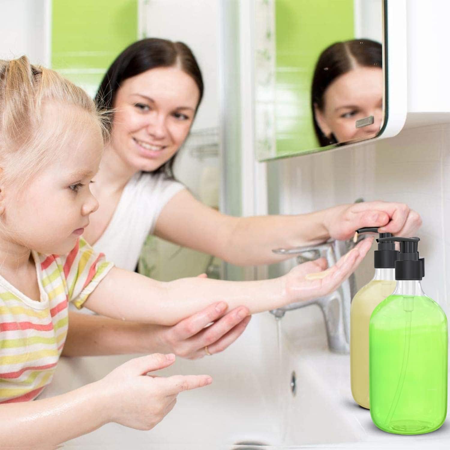 10 Ounce Clear Plastic Pump Bottle Dispenser, Refillable Empty Bottle Container with Pump for Essential Oil Soap Lotion Shampoo, 2 Pcs - Image 5
