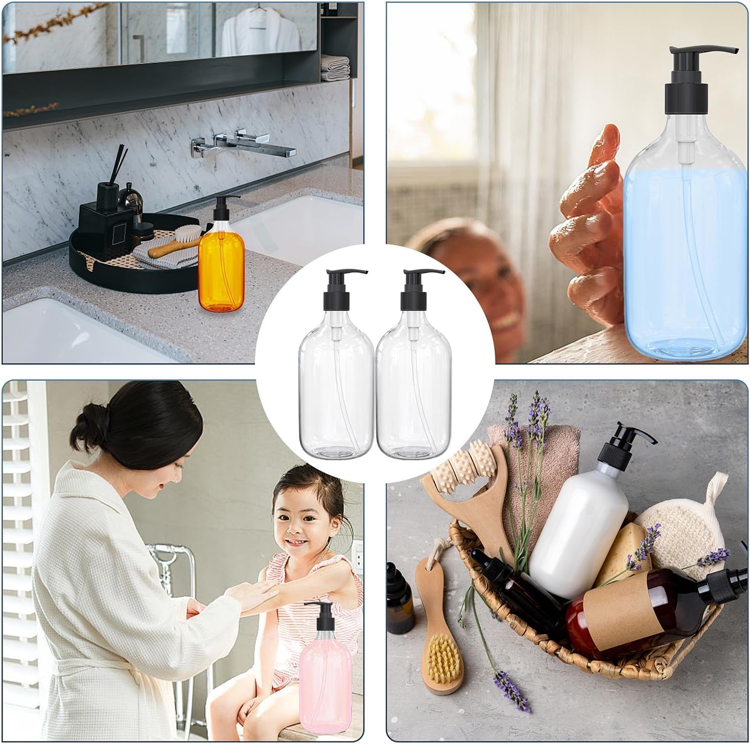 10 Ounce Clear Plastic Pump Bottle Dispenser, Refillable Empty Bottle Container with Pump for Essential Oil Soap Lotion Shampoo, 2 Pcs - Image 6