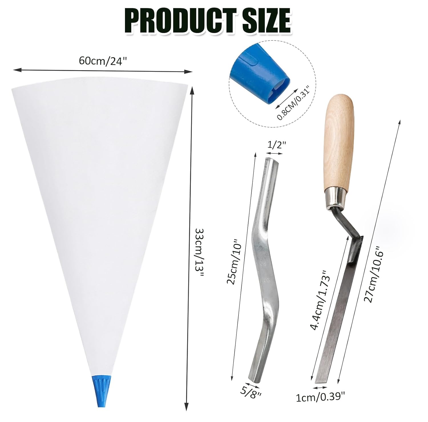 Biaungdo 3 Pack Tile Grout Masonry Mortar Bag & Brick Jointer & Tuck Pointers, Heavy Duty Piping Bags Grout Sealer Bag for Tile Installation(Blue) - Image 4
