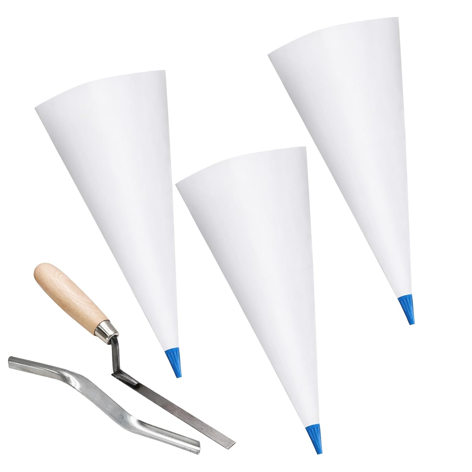 Biaungdo 3 Pack Tile Grout Masonry Mortar Bag & Brick Jointer & Tuck Pointers, Heavy Duty Piping Bags Grout Sealer Bag for Tile Installation(Blue) - Image 7
