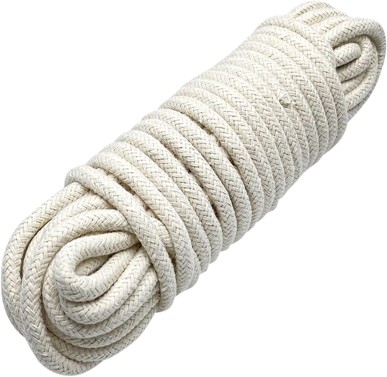 1/4 Inch Natural Cotton Rope, White Craft Clothesline, Used for DIY Rope Baskets, Handicrafts, Candle Wicks, etc, 6MM, 52 Feet. - Image 1