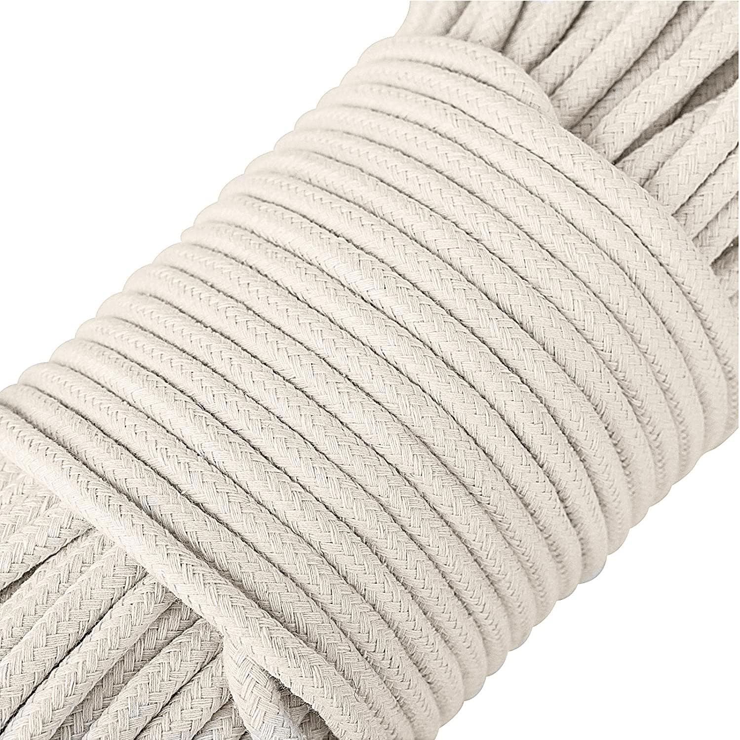 1/4 Inch Natural Cotton Rope, White Craft Clothesline, Used for DIY Rope Baskets, Handicrafts, Candle Wicks, etc, 6MM, 52 Feet. - Image 2