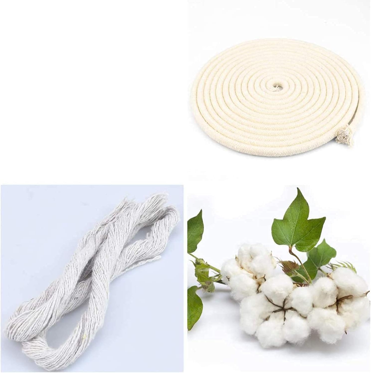 1/4 Inch Natural Cotton Rope, White Craft Clothesline, Used for DIY Rope Baskets, Handicrafts, Candle Wicks, etc, 6MM, 52 Feet. - Image 3