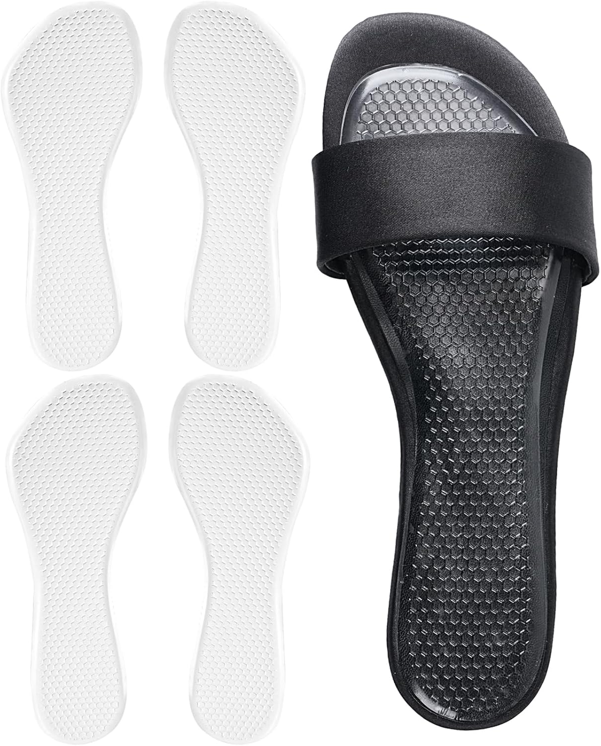 2 Pairs High Heel Inserts Women, Self-Adhesive Gel Sandal Inserts Insoles, New Anti Slip Design Comfort Insert, 3/4 Length Dress Shoe Inserts Pain Relief, Shock & Sweat Absorption, 2 Clear S - Image 1