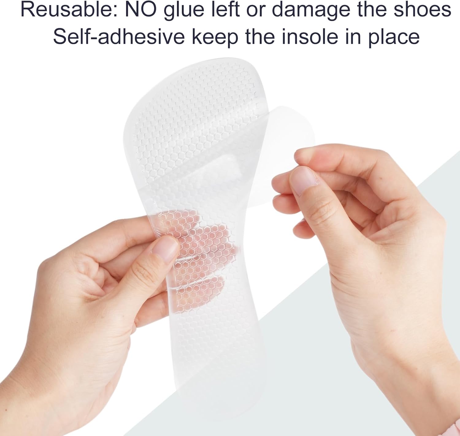 2 Pairs High Heel Inserts Women, Self-Adhesive Gel Sandal Inserts Insoles, New Anti Slip Design Comfort Insert, 3/4 Length Dress Shoe Inserts Pain Relief, Shock & Sweat Absorption, 2 Clear S - Image 3