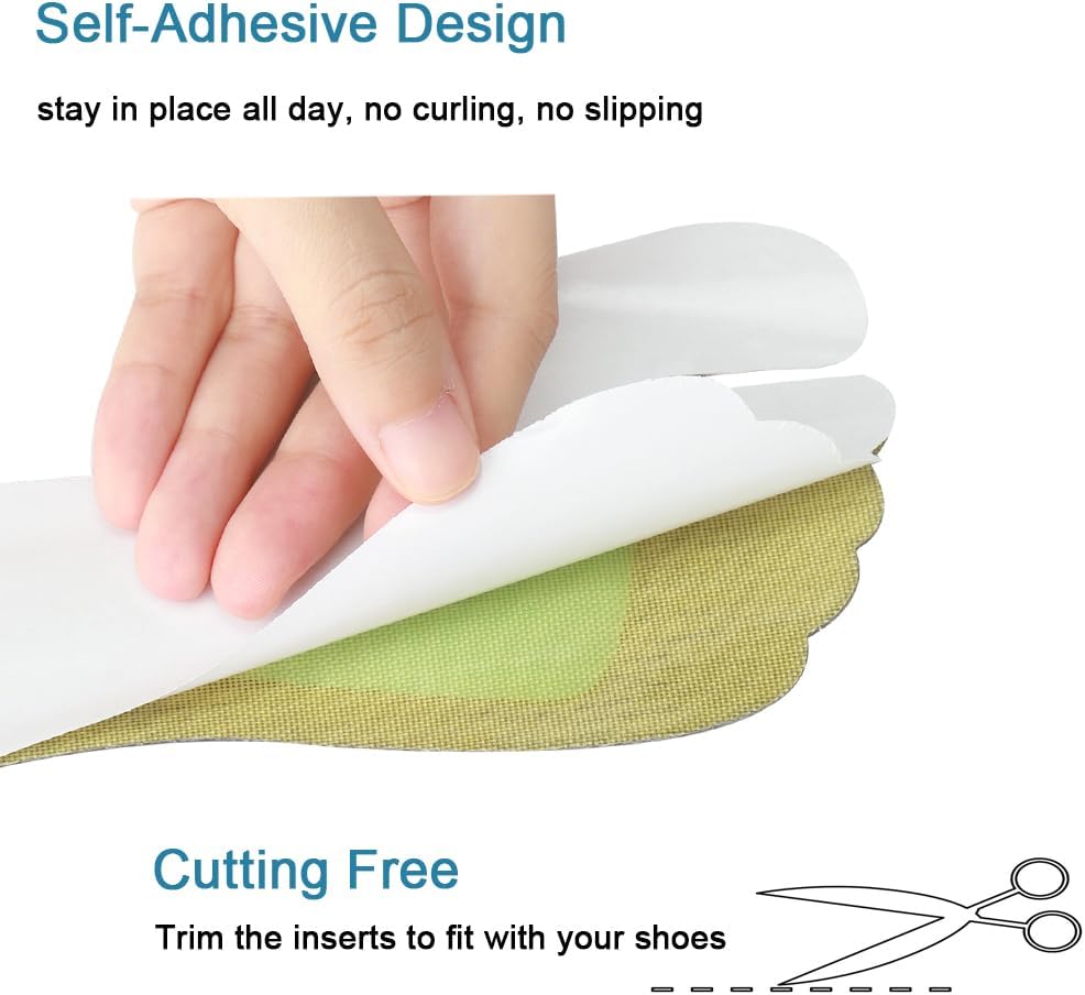 2 Pairs Pigskin Flip Flop Insoles Anti-Slip, Self Adhesive Cushion Insert for Thong Sandals Pain Relief, Arch Support Sandals Slippers Insoles Prevent Calluses, Black Gray, 5-7.5 - Image 3