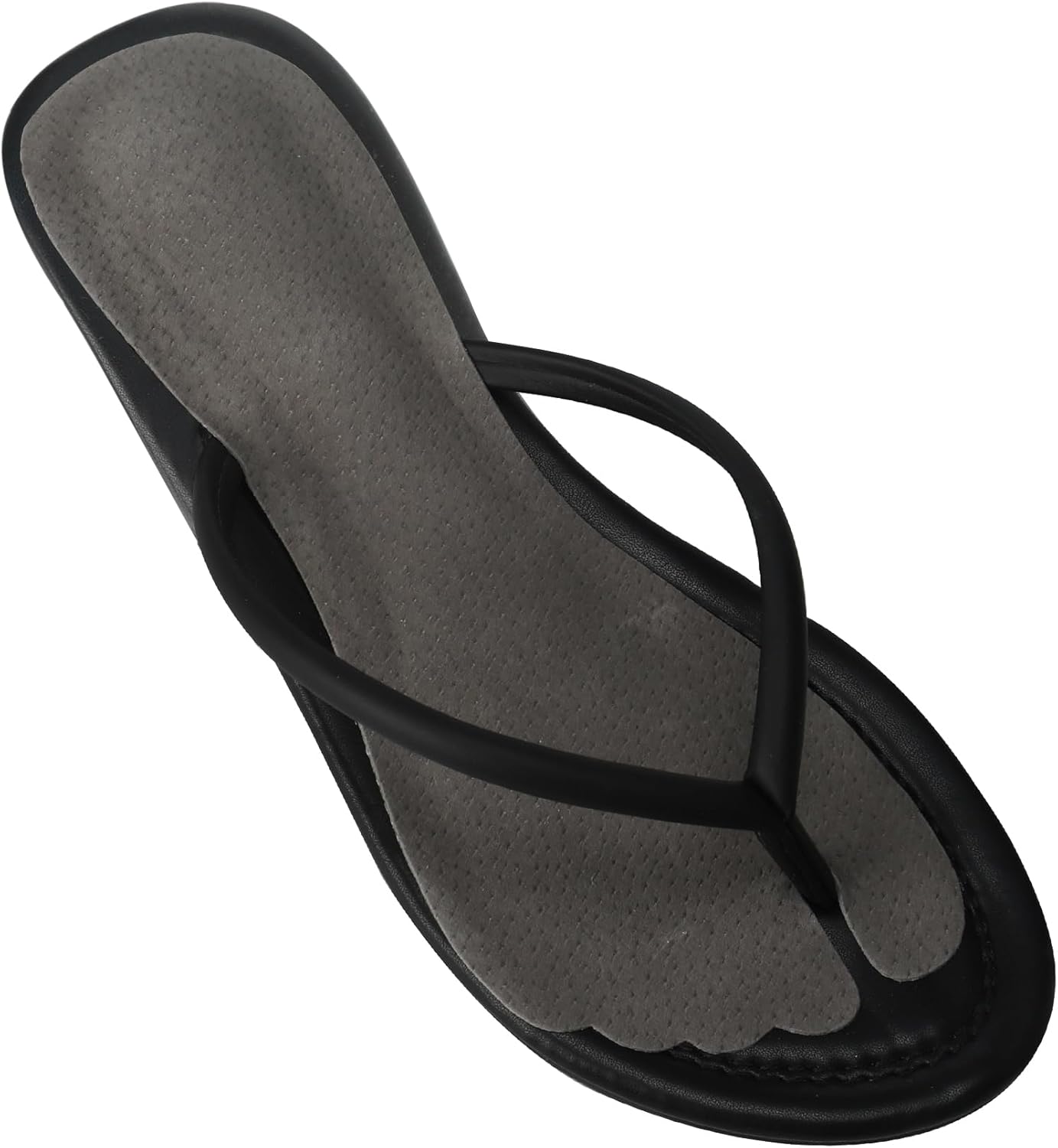 2 Pairs Pigskin Flip Flop Insoles Anti-Slip, Self Adhesive Cushion Insert for Thong Sandals Pain Relief, Arch Support Sandals Slippers Insoles Prevent Calluses, Black Gray, 5-7.5 - Image 5