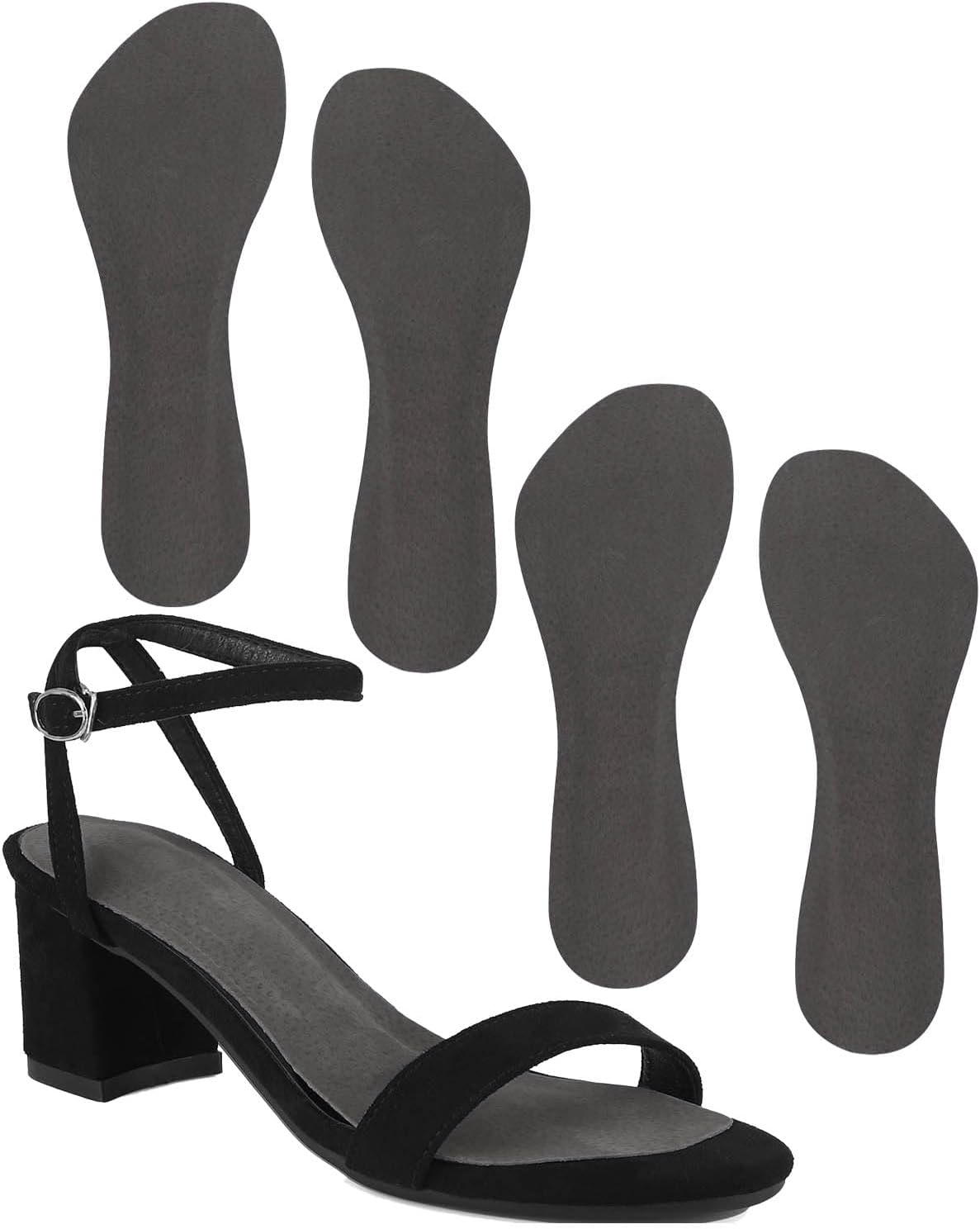 2 Pairs Pigskin High Heel Cushion Inserts, Anti-Slip Shoe Inserts for Dress Shoes Pain Relief, Adhesive Arch Support Sandal Insoles, Leather Cushioning Heel Insoles, Women M 7.5-9 - Image 1