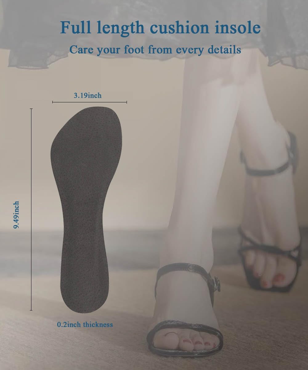 2 Pairs Pigskin High Heel Cushion Inserts, Anti-Slip Shoe Inserts for Dress Shoes Pain Relief, Adhesive Arch Support Sandal Insoles, Leather Cushioning Heel Insoles, Women M 7.5-9 - Image 4